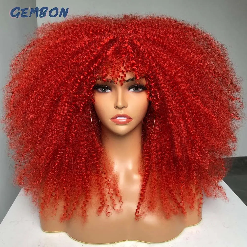 GEMBON Hair Brown Copper Ginger Short Curly Synthetic Wigs