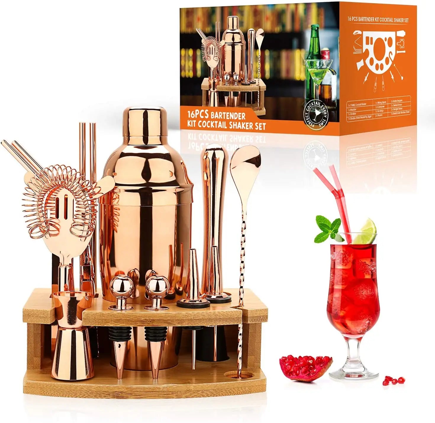 Cocktail Shaker Making Set,16pcs Bartender Kit For Mixer