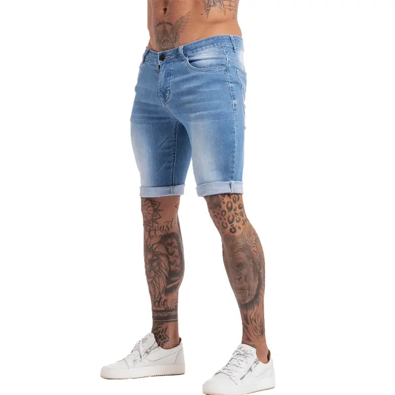 Mens Shorts Jeans Denim Shorts Black High Waist Ripped