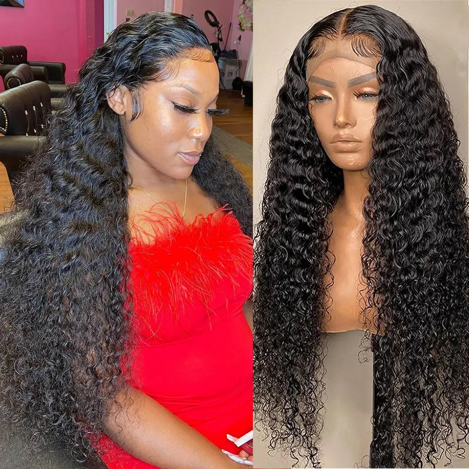 Curly Human Hair Wig 13x4 Water Wave Lace Front Wigs For