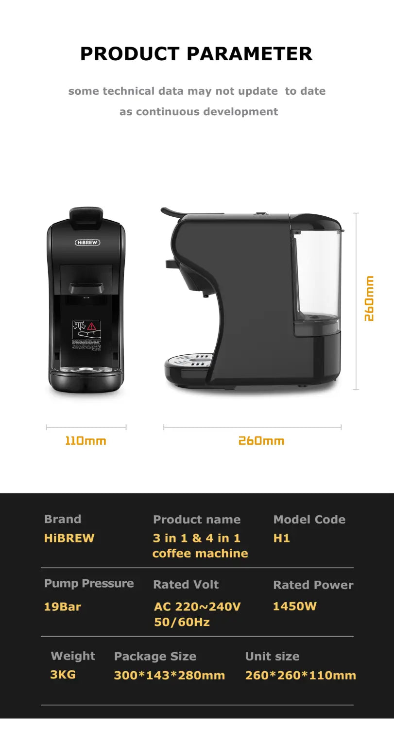 HiBREW Coffee Machine 19 Bar 4in1 Hot & Cold Multiple