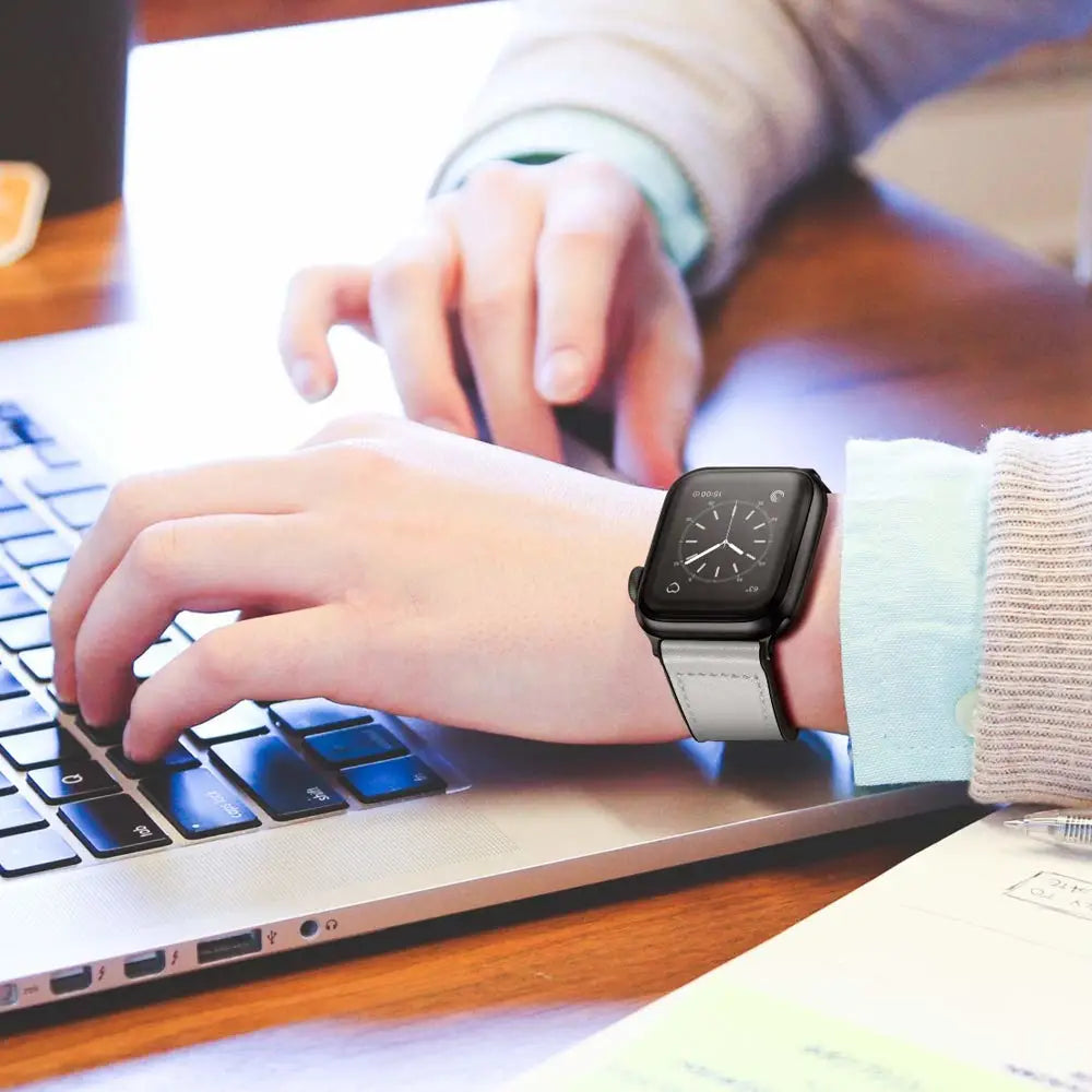 Silicone+Leather Strap for apple watch band 44mm 40mm iwatch