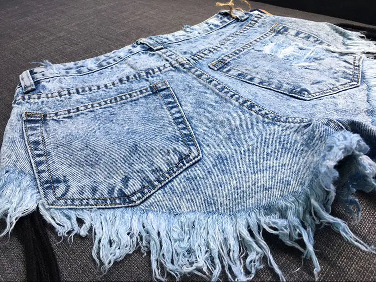 Vintage Snowflake Inelastic Women Denim Shorts With high