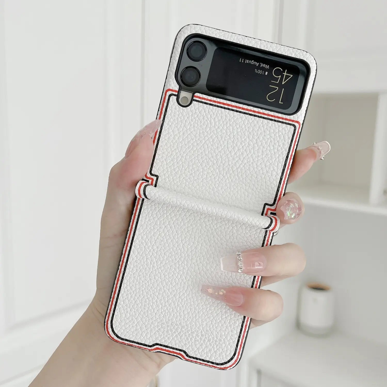 Joint Name Lychee Case for Samsung Galaxy Z Flip 4 3 5G