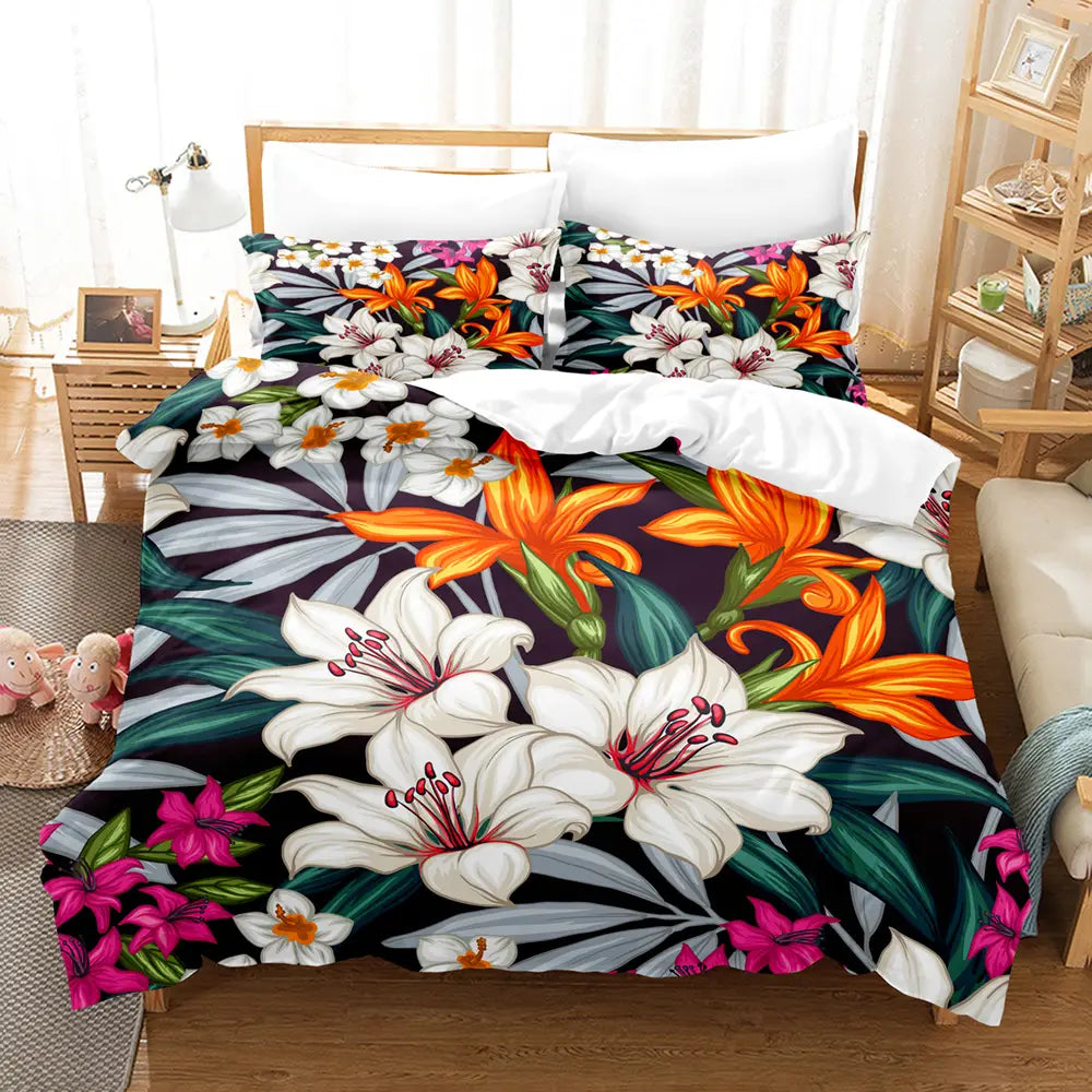 Breathable 3D tropical plant Bedding Sets High Quality
