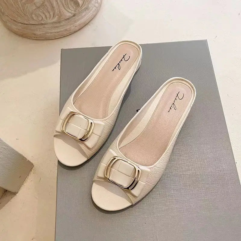 New fashion slipper square buckle casual thick heel wear