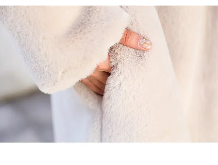 Winter Women High Quality Faux Rabbit Fur Coat Luxury Long