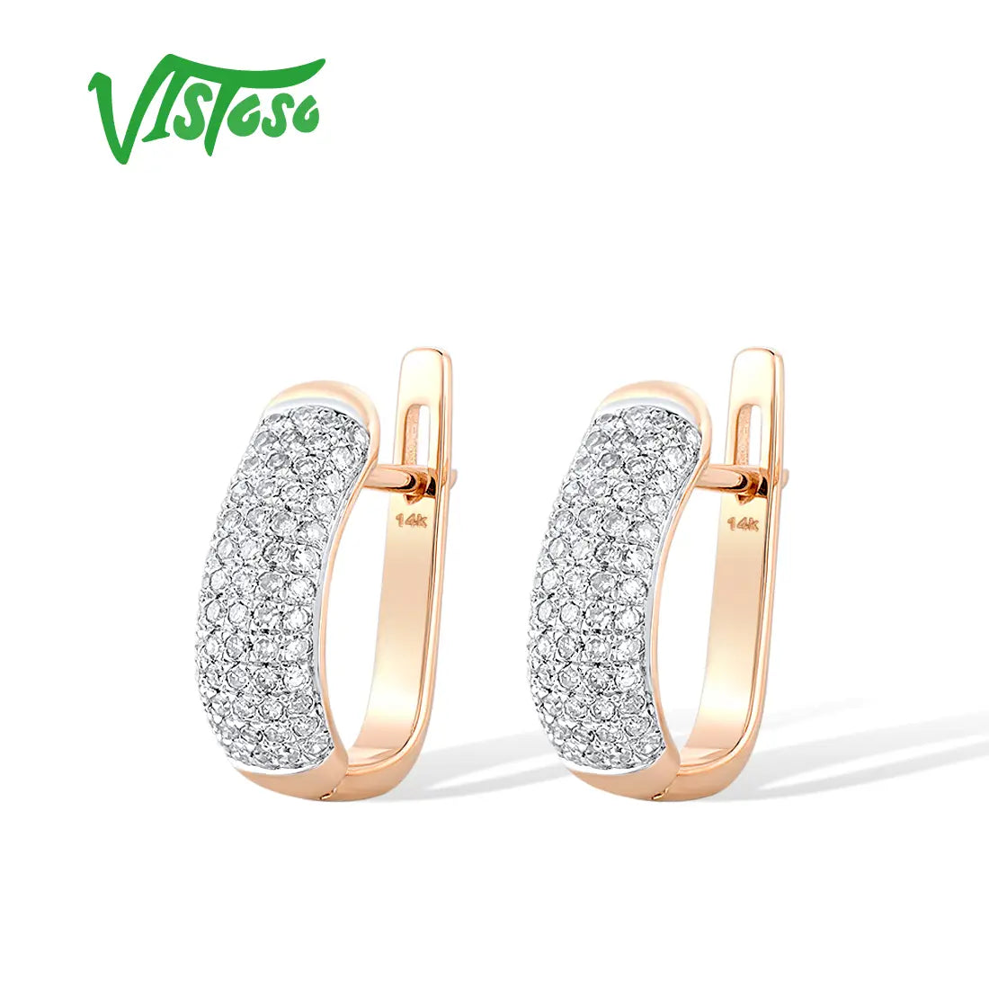 14K 585 Rose Gold Earrings For Lady Glamorous Elegant