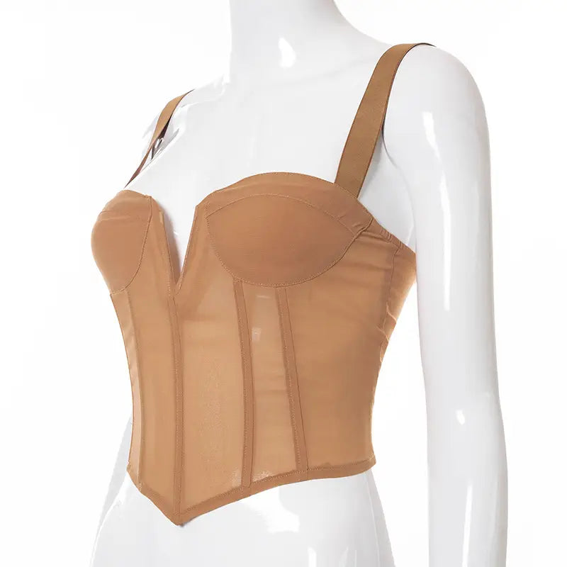 deep V nude colortank top Women’s Low Back Teddy shapewear