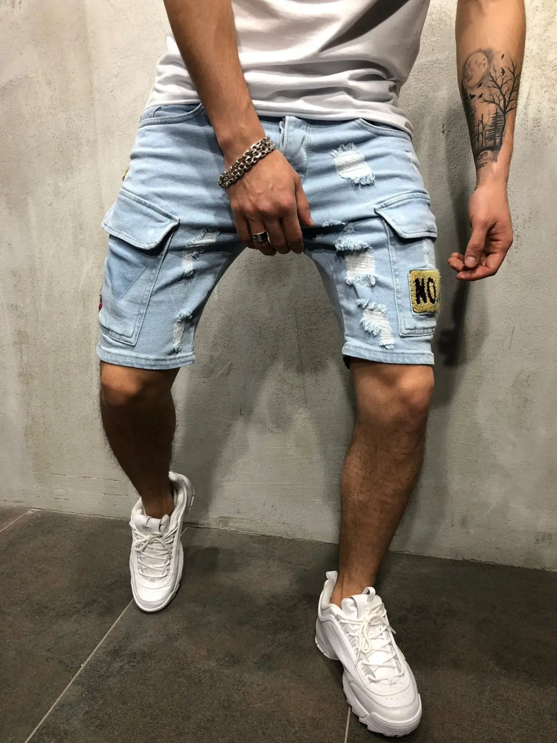 Summer New Men&#39;s Stretch Straight Short Jeans Fashion