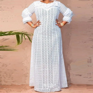 African Dresses For Women Hollow Out 2023 New Elegant Muslim Fashion Abayas Dashiki Robe Kaftan Long Maxi Dress One Piece - Mega Mart Center