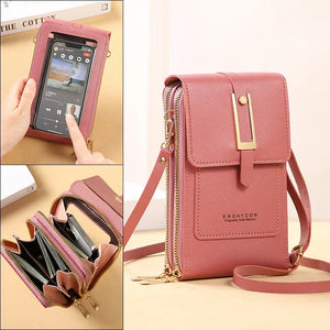 Women Bags Soft Leather Wallets Touch Screen Cell Phone Purse Crossbody Shoulder Strap Handbag for Female Cheap Women's Bags - Mega Mart Center