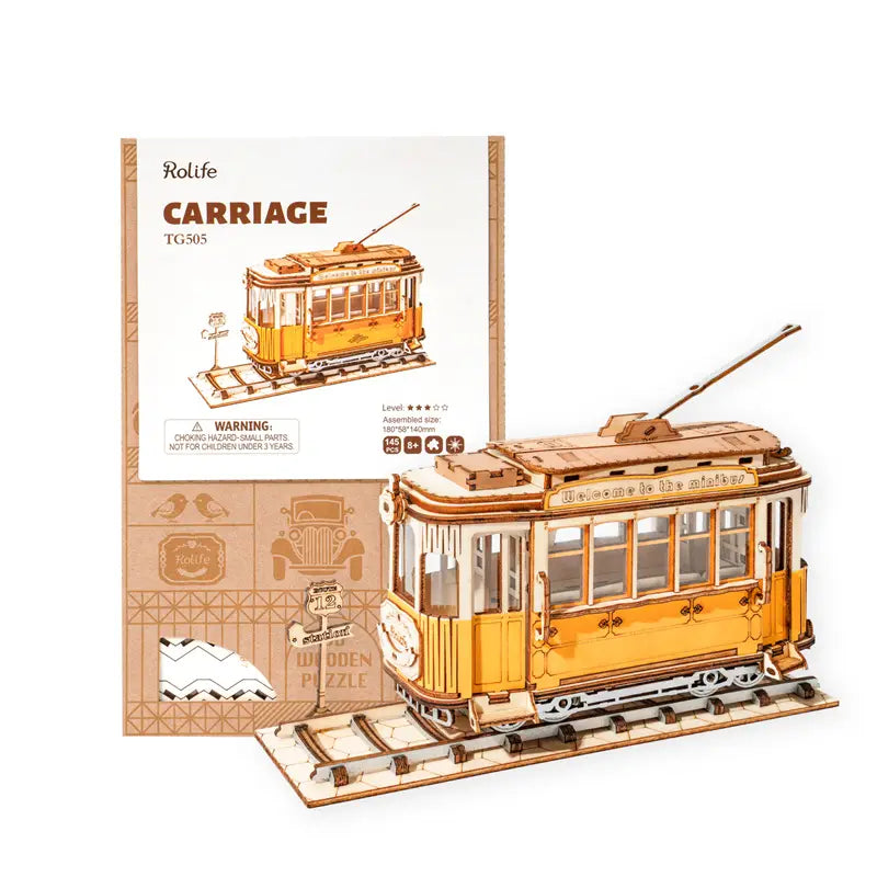 Robotime Rokr Wooden Mechanical Train 3D Puzzle Car Toy