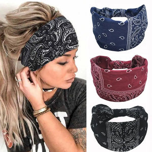 New Print Wide Headwrap Headbands Elastic Hair Bands Yoga Headband Fashion Turban Makeup Hair Hoop Vintag Headwrap Hair Accessor - Mega Mart Center