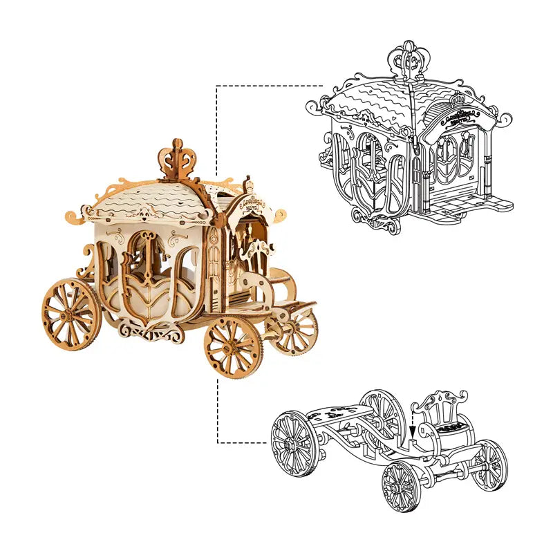 Robotime Rokr Wooden Mechanical Train 3D Puzzle Car Toy