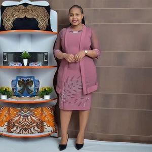 2 PCS Set African Dresses for Women Bodycon Mermaid Sexy Maxi Dress Elegant Wedding Gowns with Coat Ankara Outfits Robe 2023 - Mega Mart Center