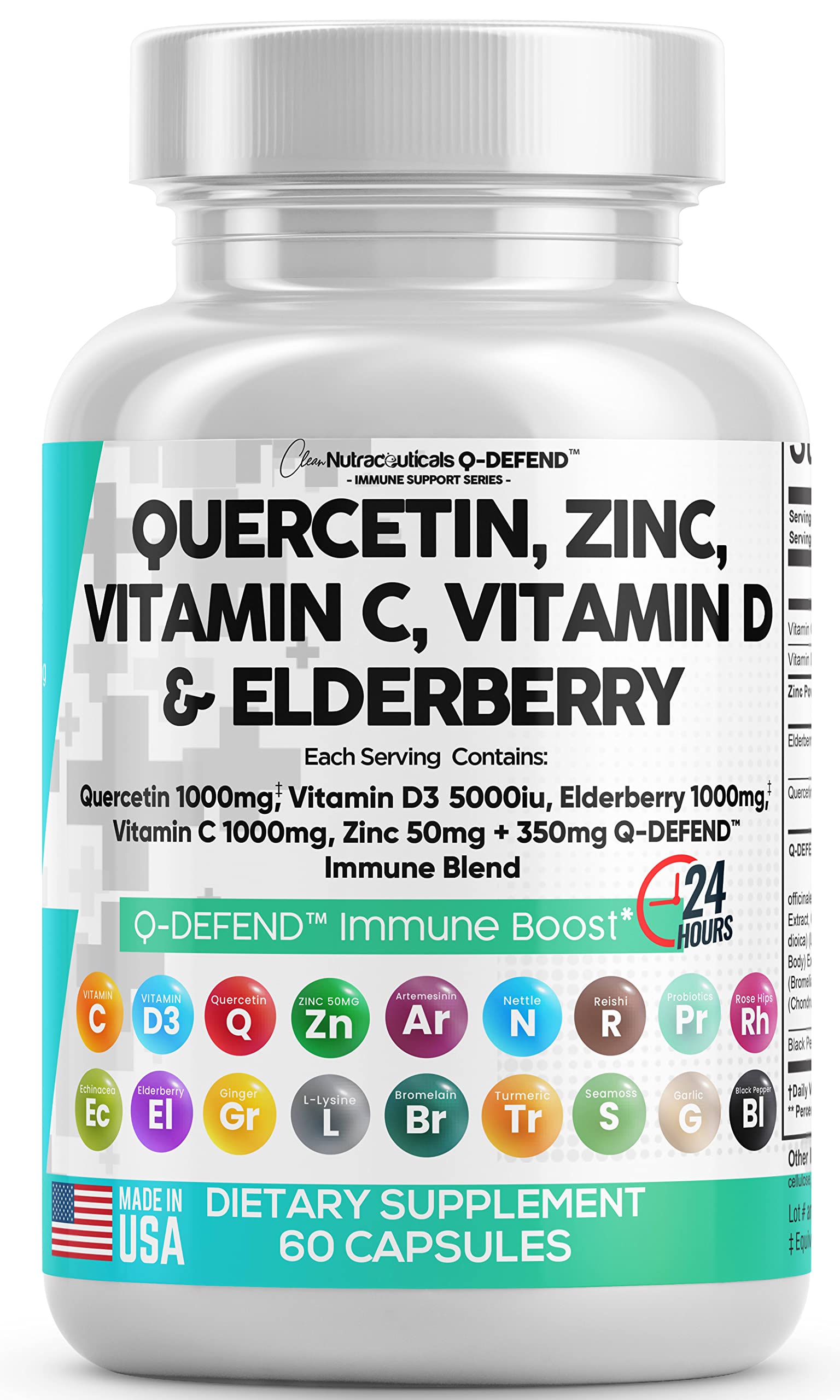  Clean Nutraceuticals Artemisinin 2500mg Quercetin 1000mg Zinc  100mg Mullein Quinine Supplement with Sea Moss Bromelain Ashwagandha Root  Nettle Leaf Bladderwrack Burdock Root Monolaurin Colostrum Rutin : Health &  Household