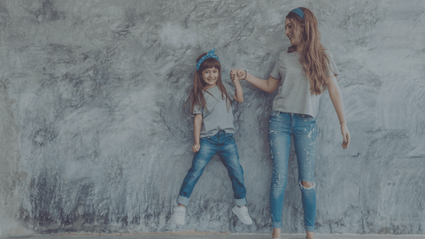 image of woman and daughter in jeans fashion