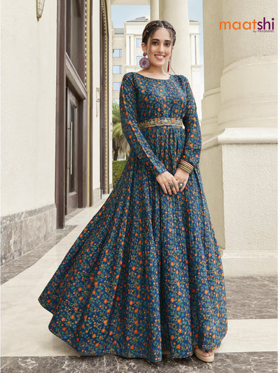 Multicolor Embroidered Designer Heavy Anarkali Net Gown, Full Sleeve at Rs  4500 in Surat