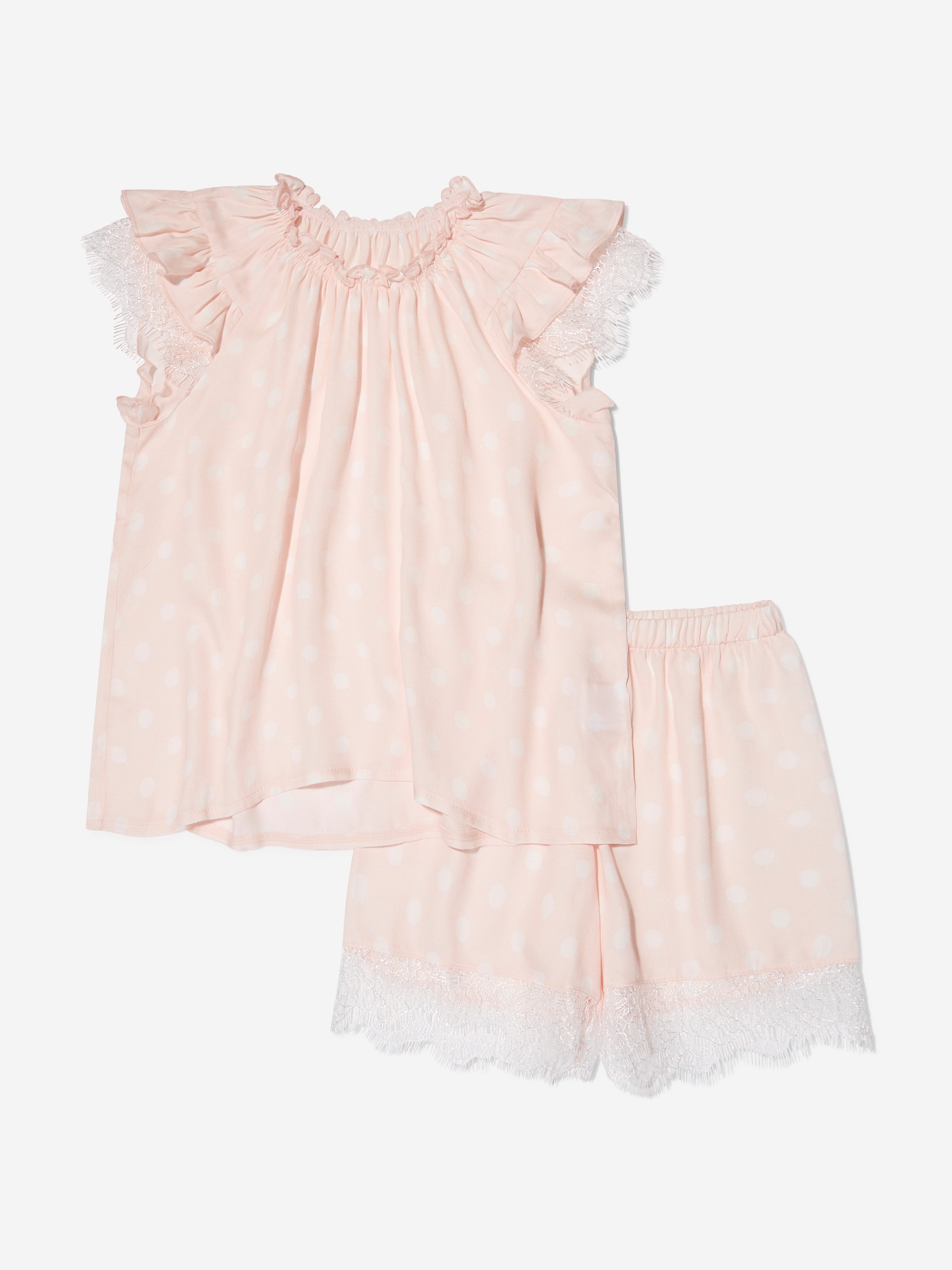 Amiki Children Kids' Girls Adelia Dots Short Pyjama Set In Pink