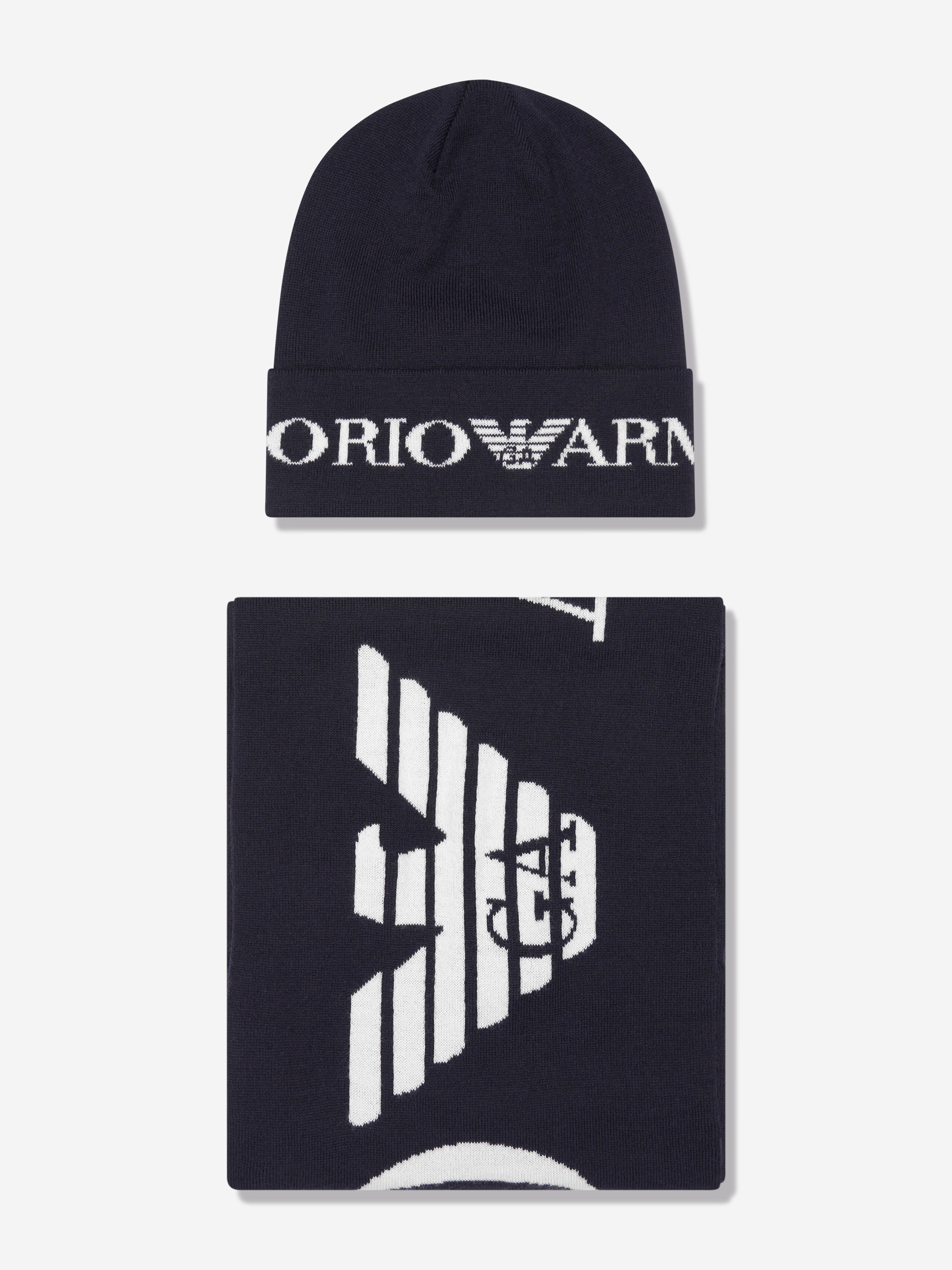 Emporio Armani Kids' Boys Hat And Scarf Set In Blue