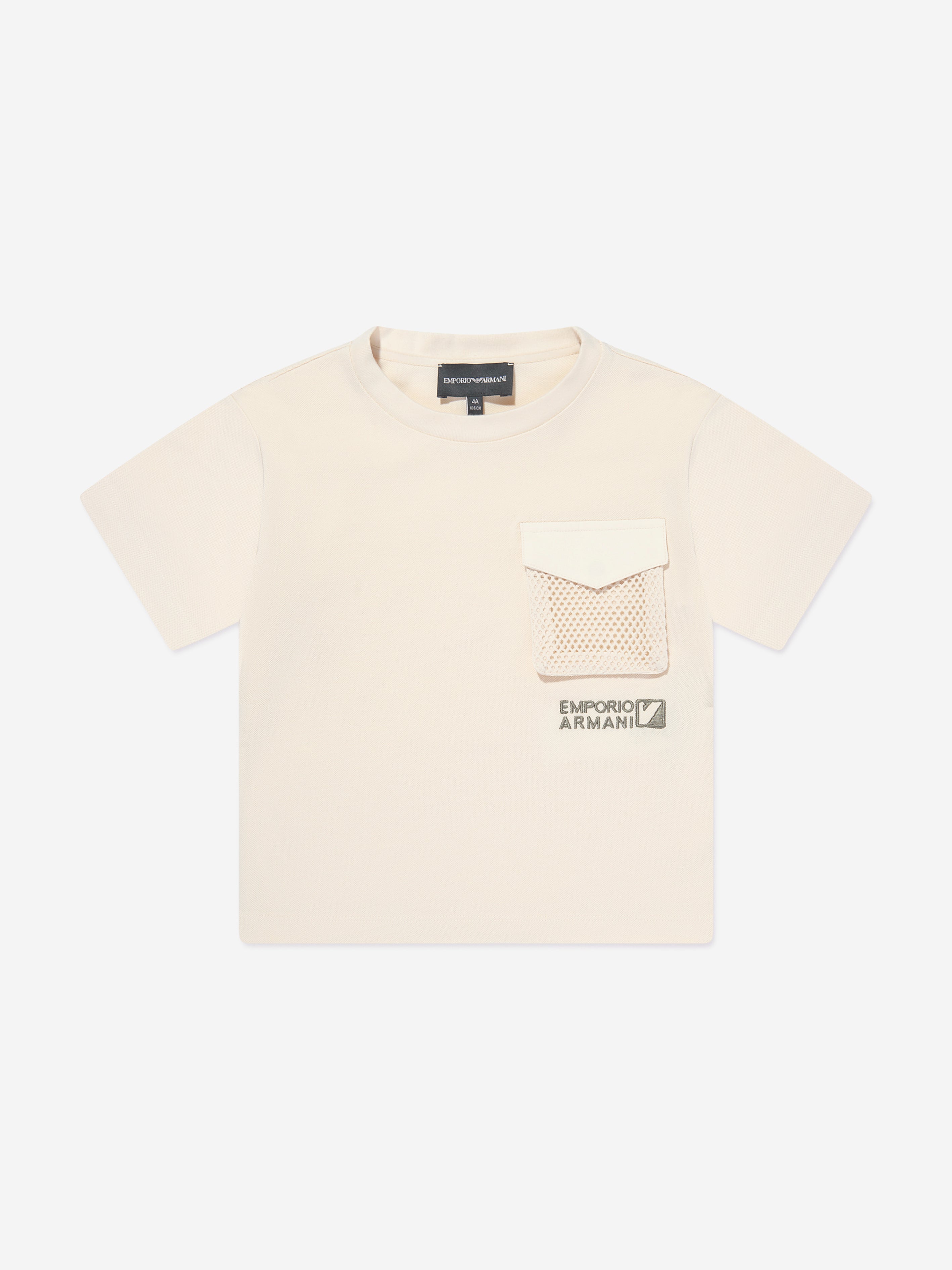 Emporio Armani Kids' Boys Pocket T-shirt In Neutral