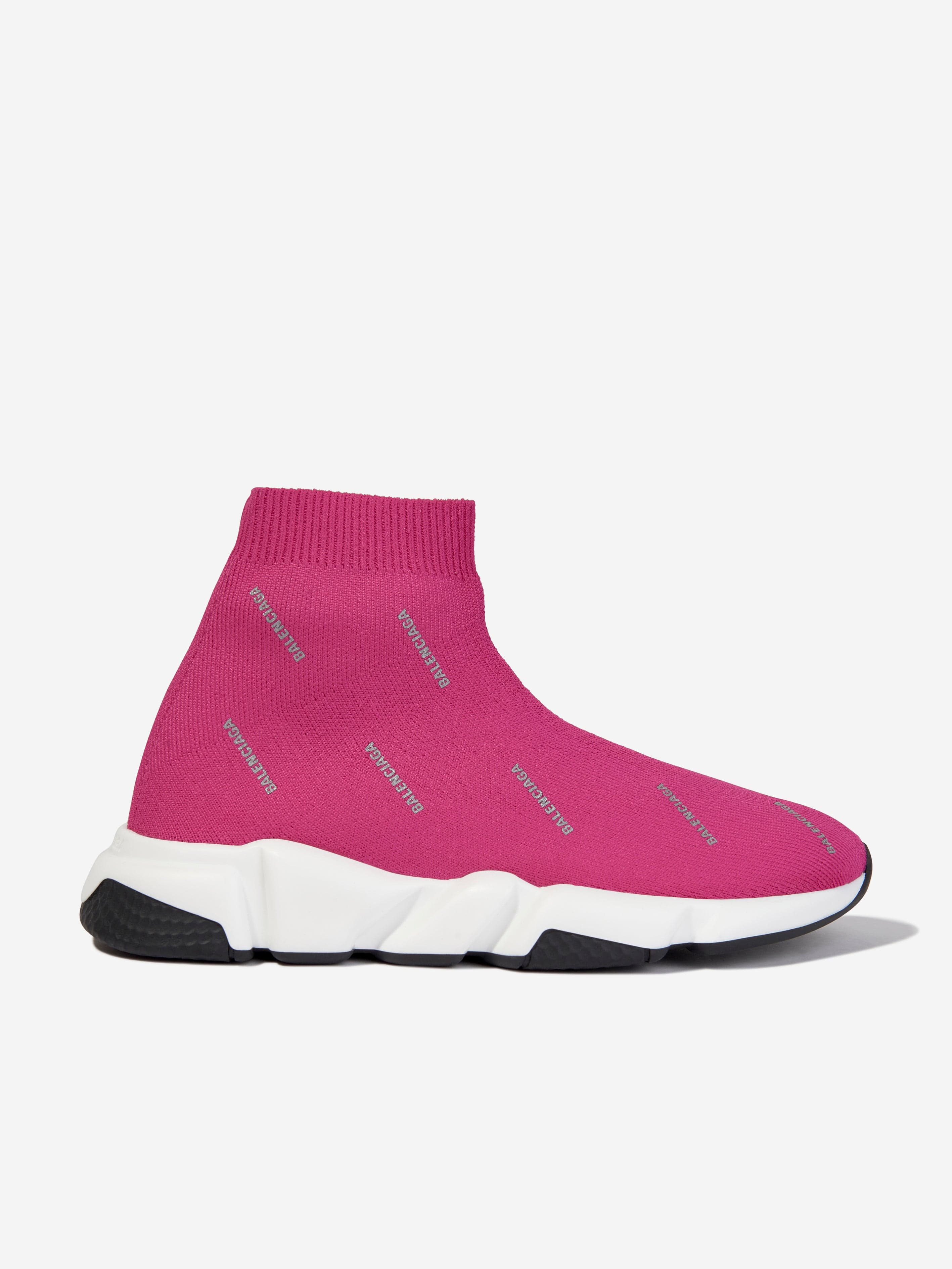 Balenciaga Kids' Girls Logo Speed Trainers Eu 23 - 24 Uk 6 - 7 Pink In White