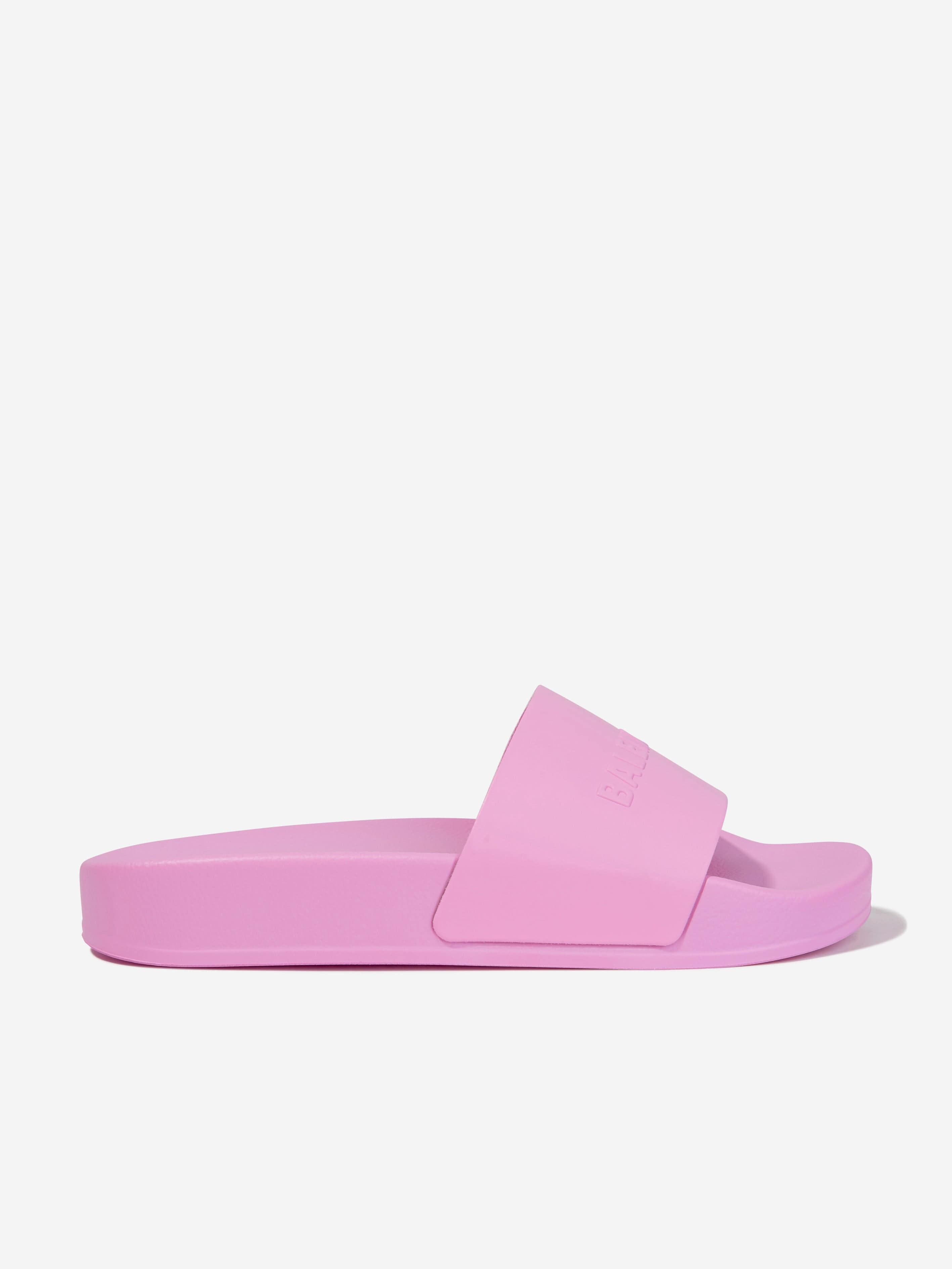 Balenciaga Kids' Girls Logo Sliders Eu 33 Uk 1 Pink In White