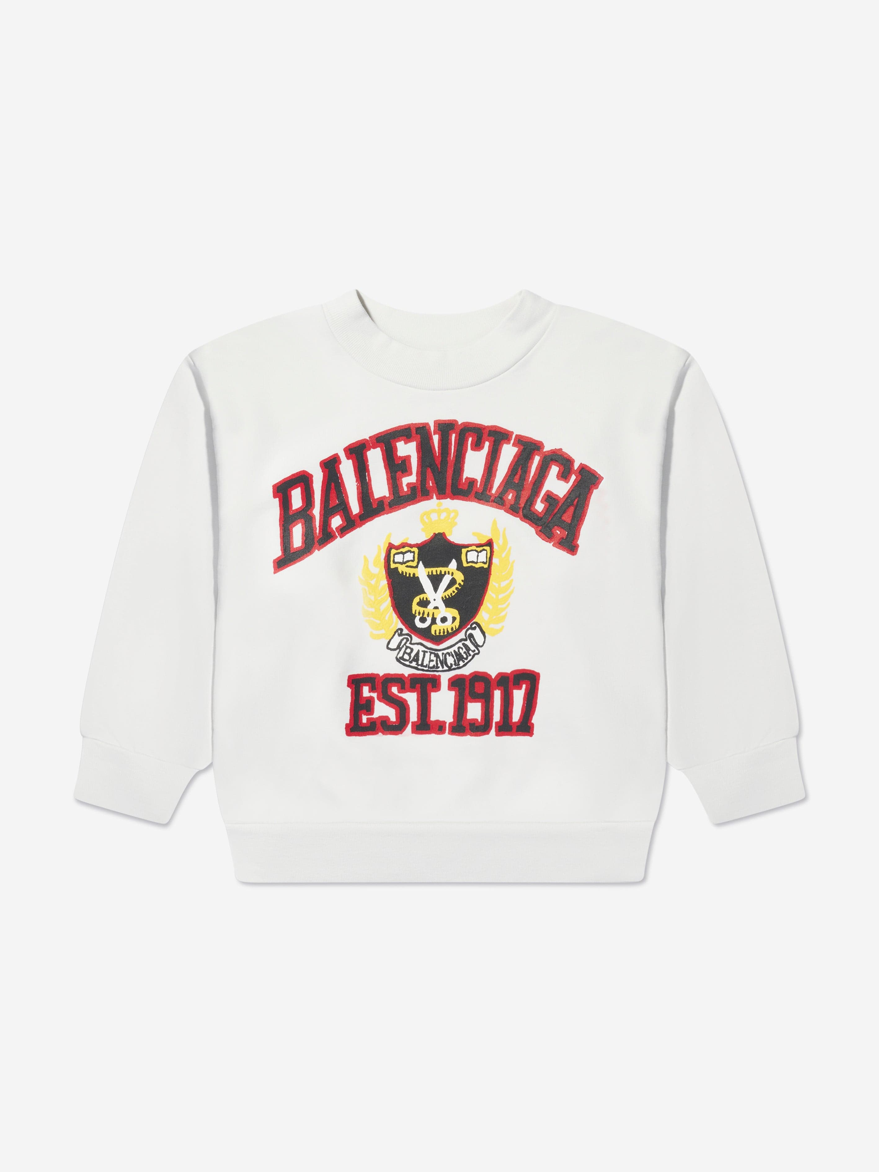 Balenciaga Kids Varsity Logo Sweatshirt In White