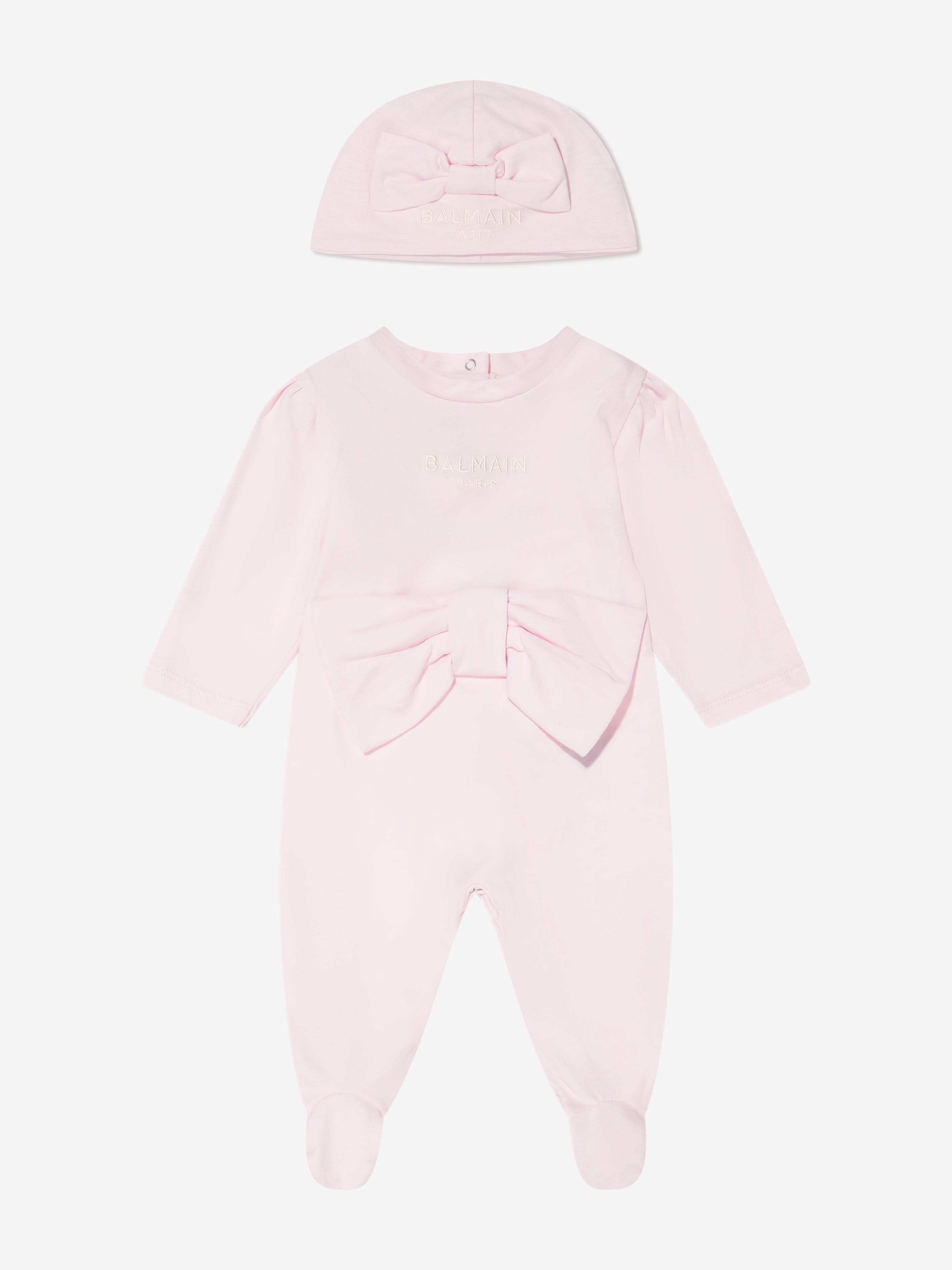 Balmain Baby Girls Babygrow Gift Set In Pink