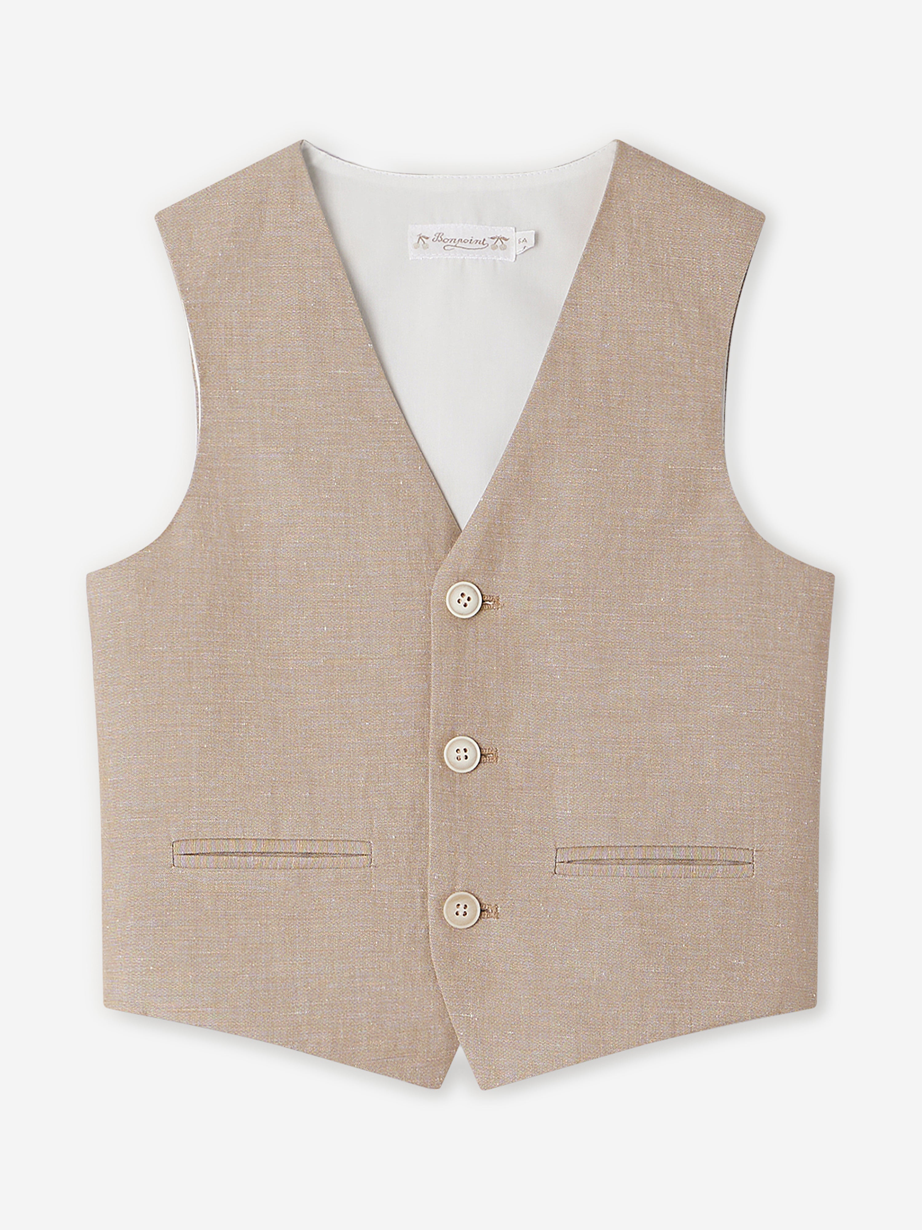 Bonpoint Babies' Boys Linen Angus Waistcoat In Neutral