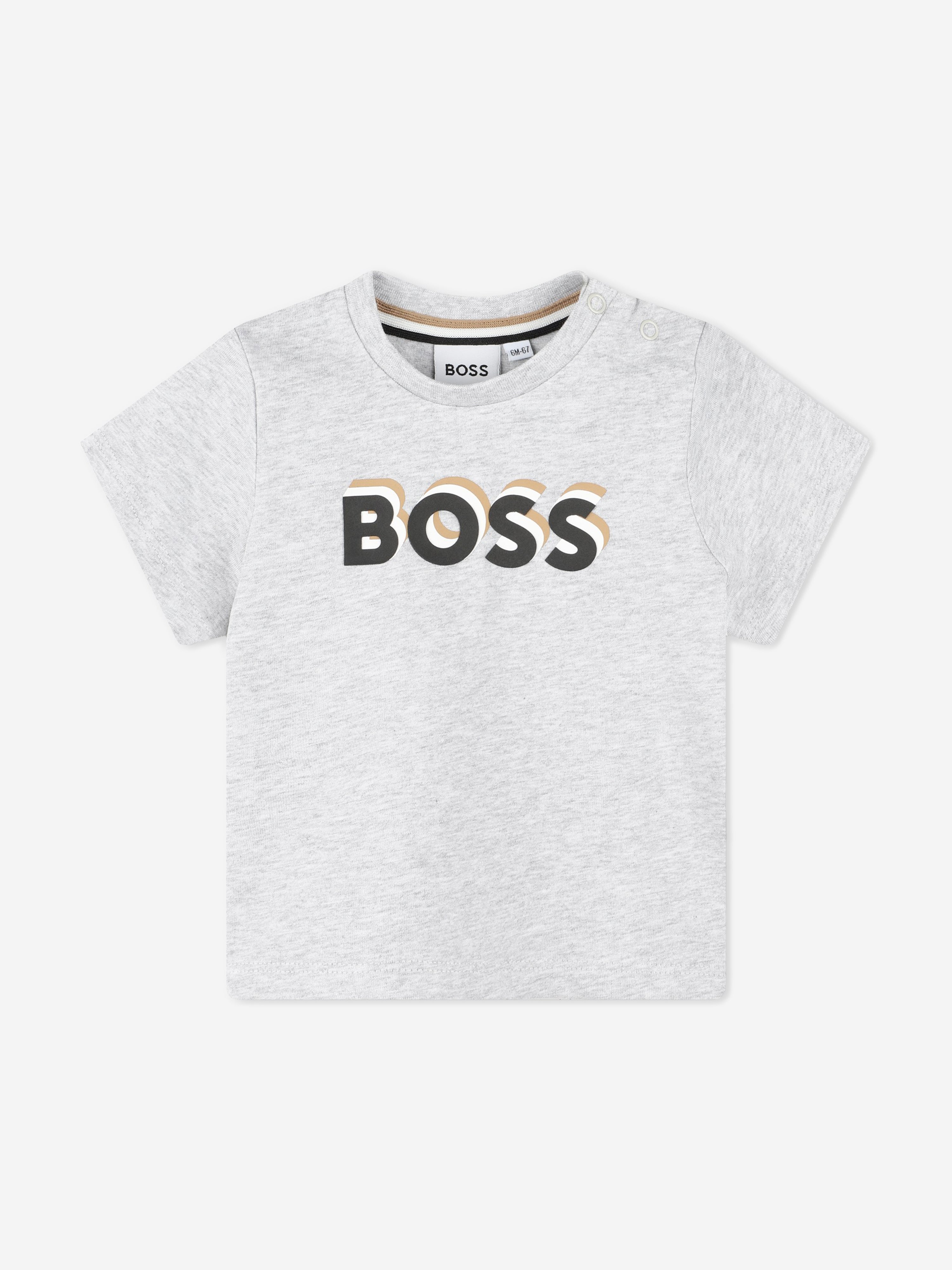 Hugo Boss Baby Boys Logo Print T-shirt In Grey