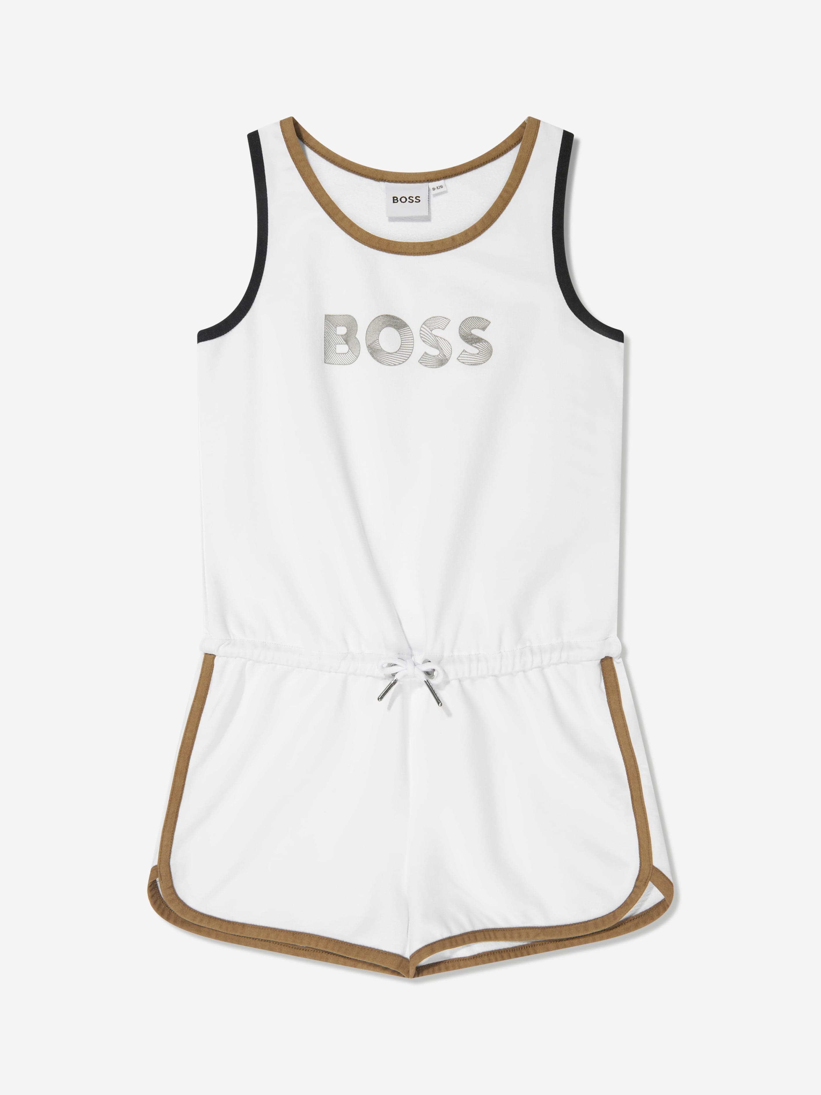 Hugo Boss Kids' Girls Sleeveless Playsuit In White