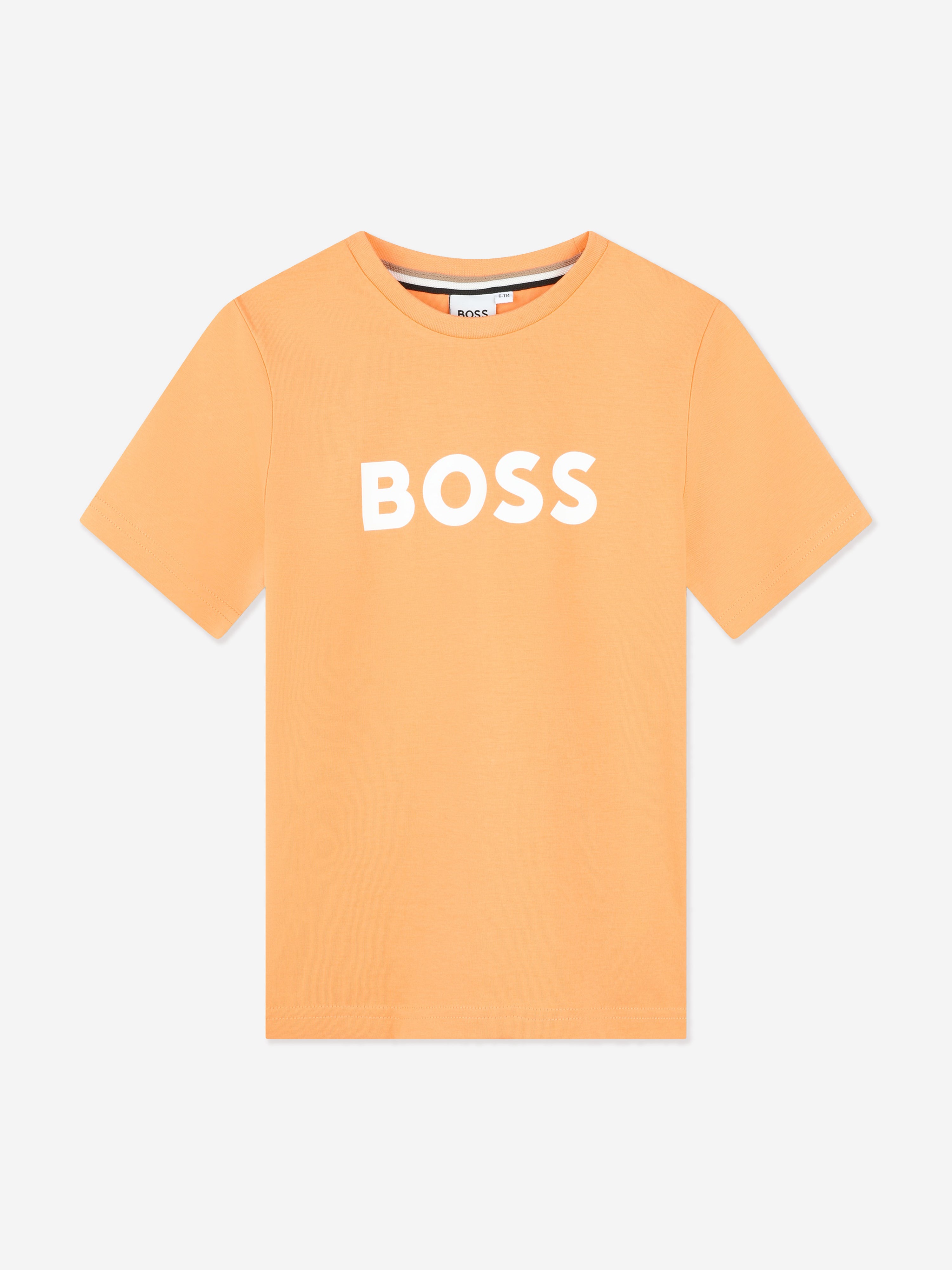 Hugo Boss Kids' Boys Logo Print T-shirt In Orange