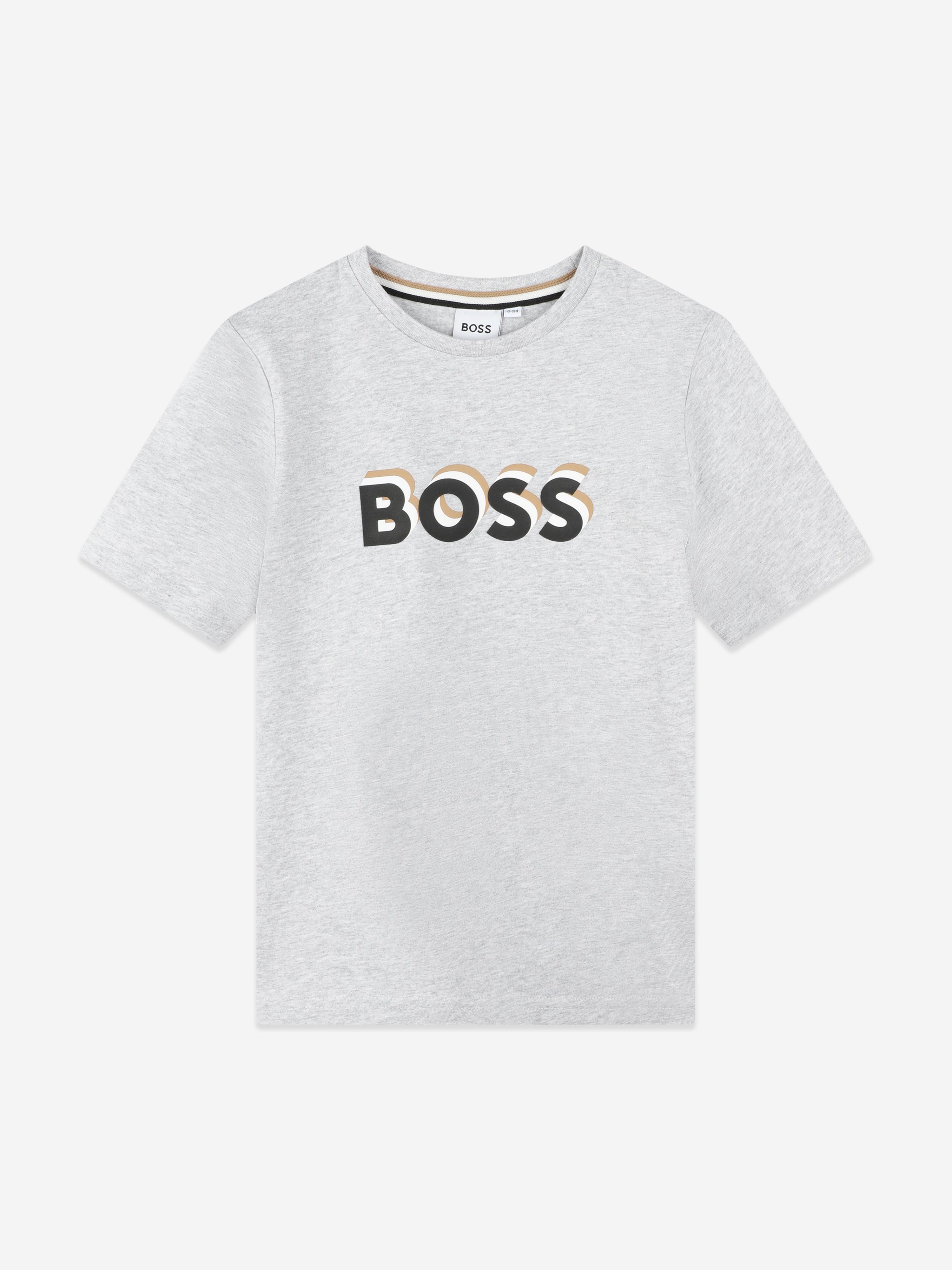 Hugo Boss Babies' Boys Embossed Logo T-shirt In Grey