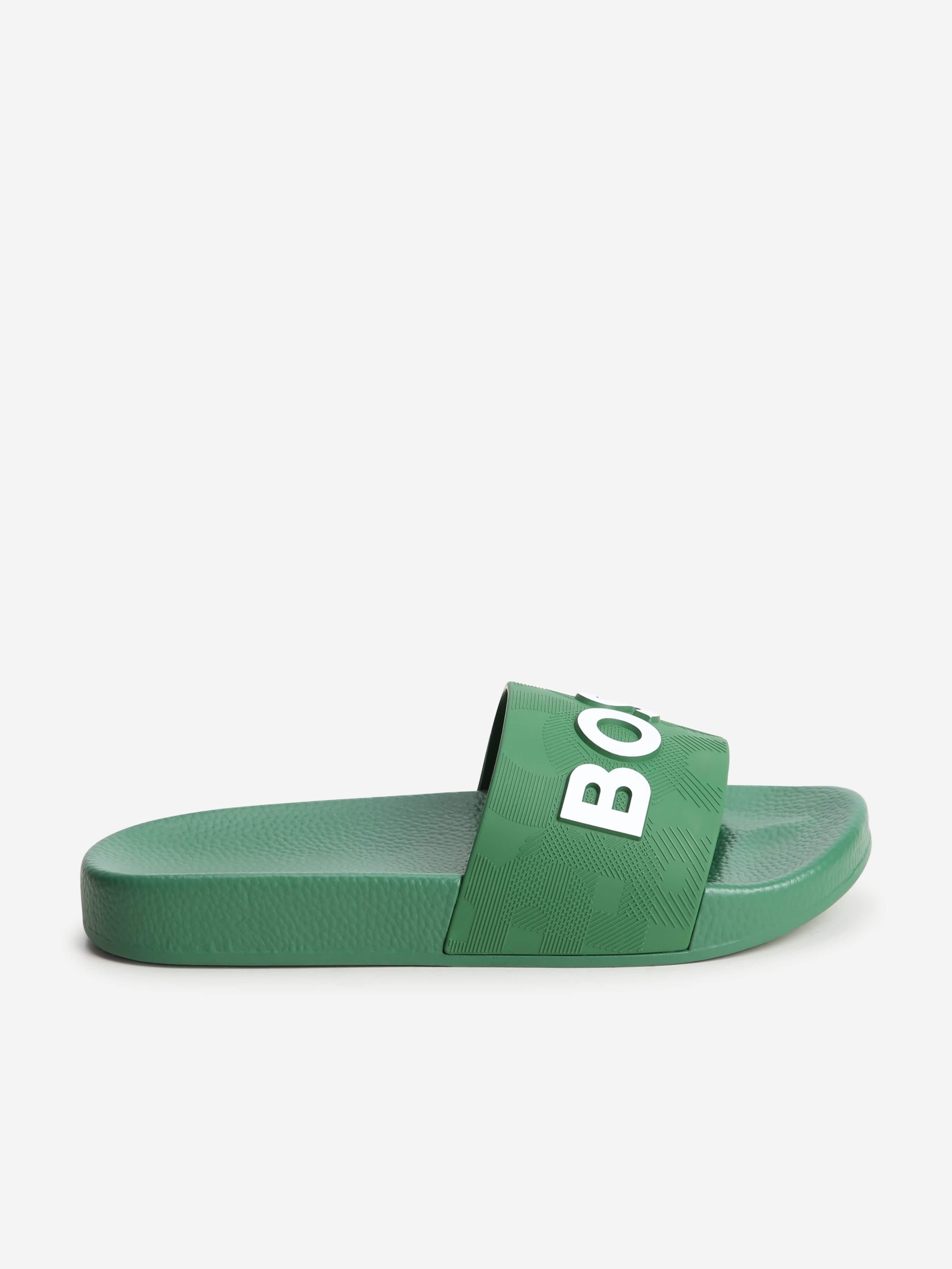 Hugo Boss Babies' Boys Logo Sliders In Green