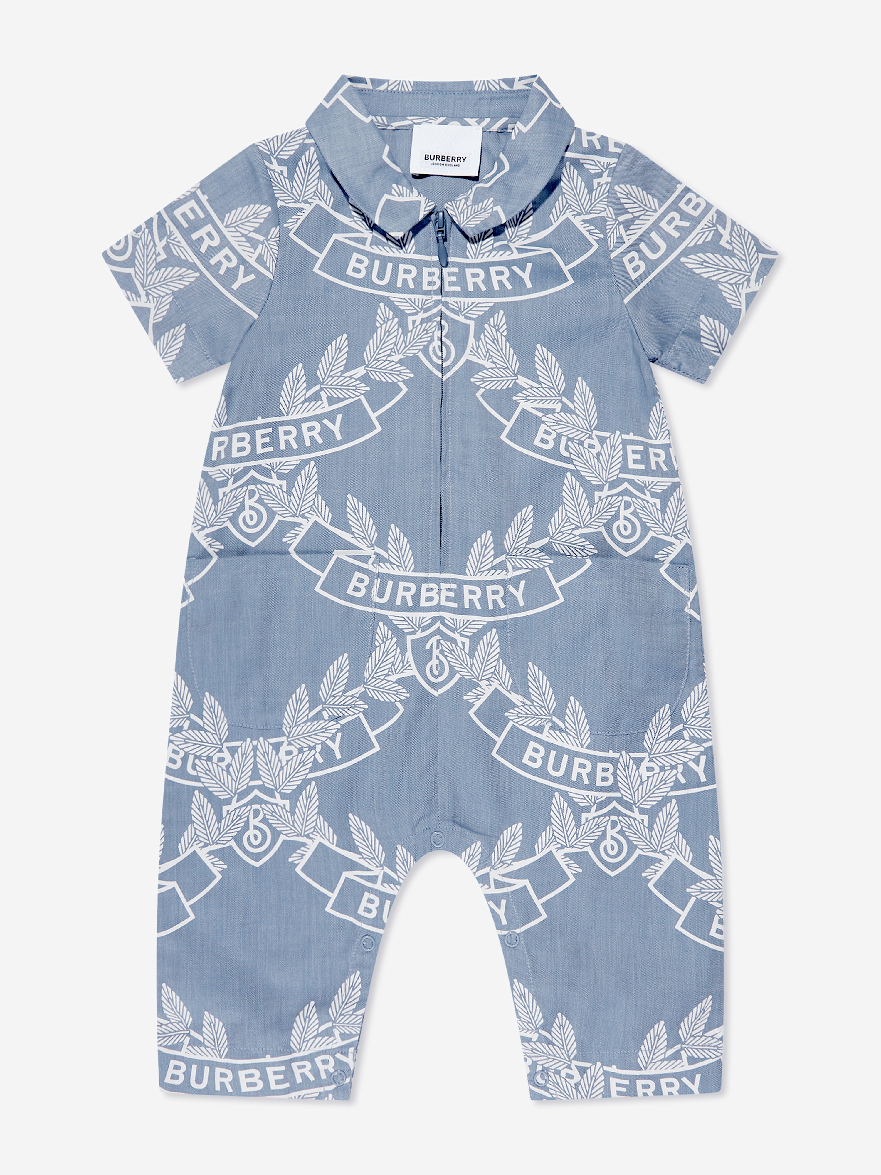 Burberry Baby Boys Andreas Crest Romper In Blue