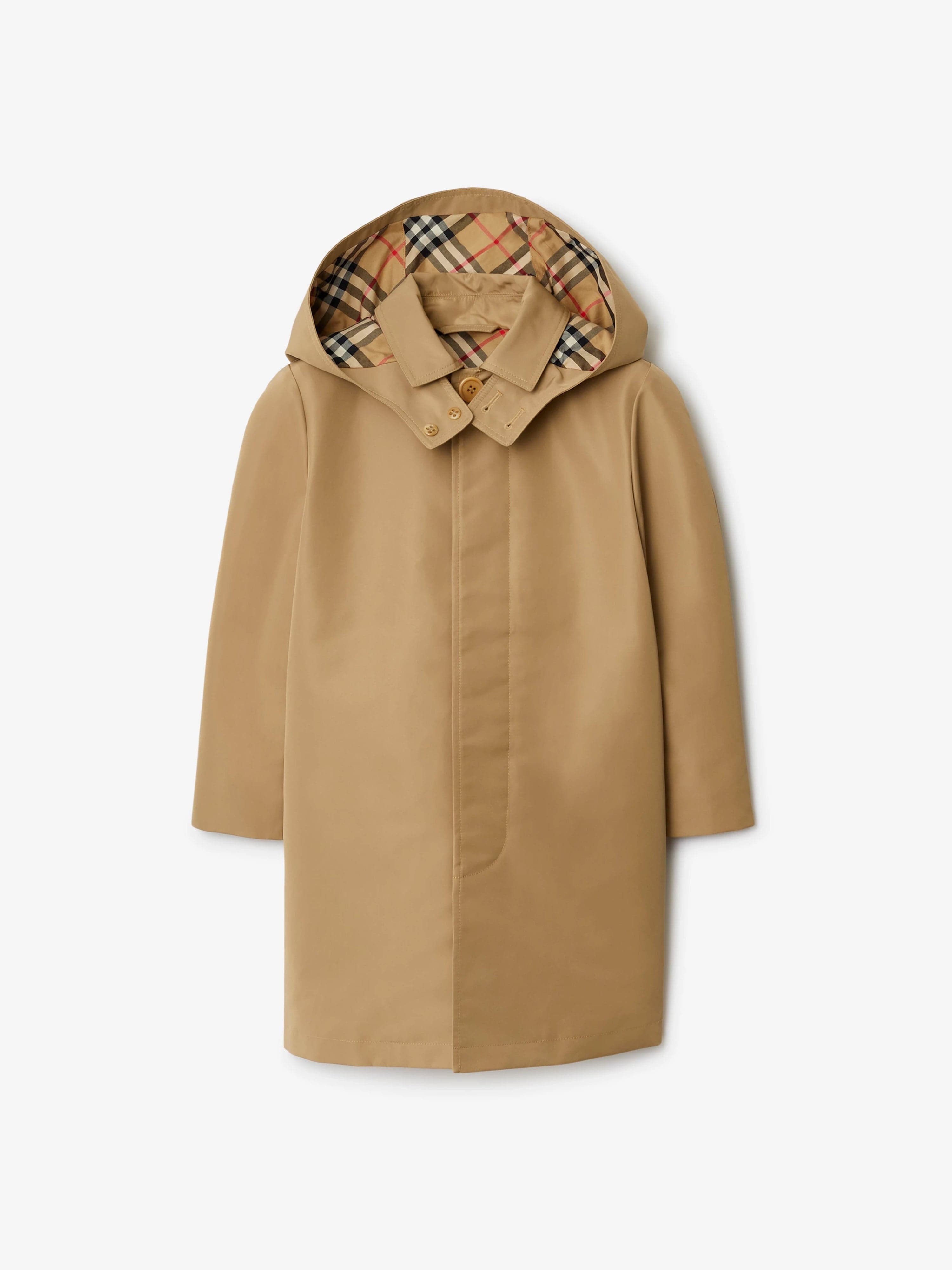 Burberry Kids' Boys Nathaniel Hooded Car Coat In Beige