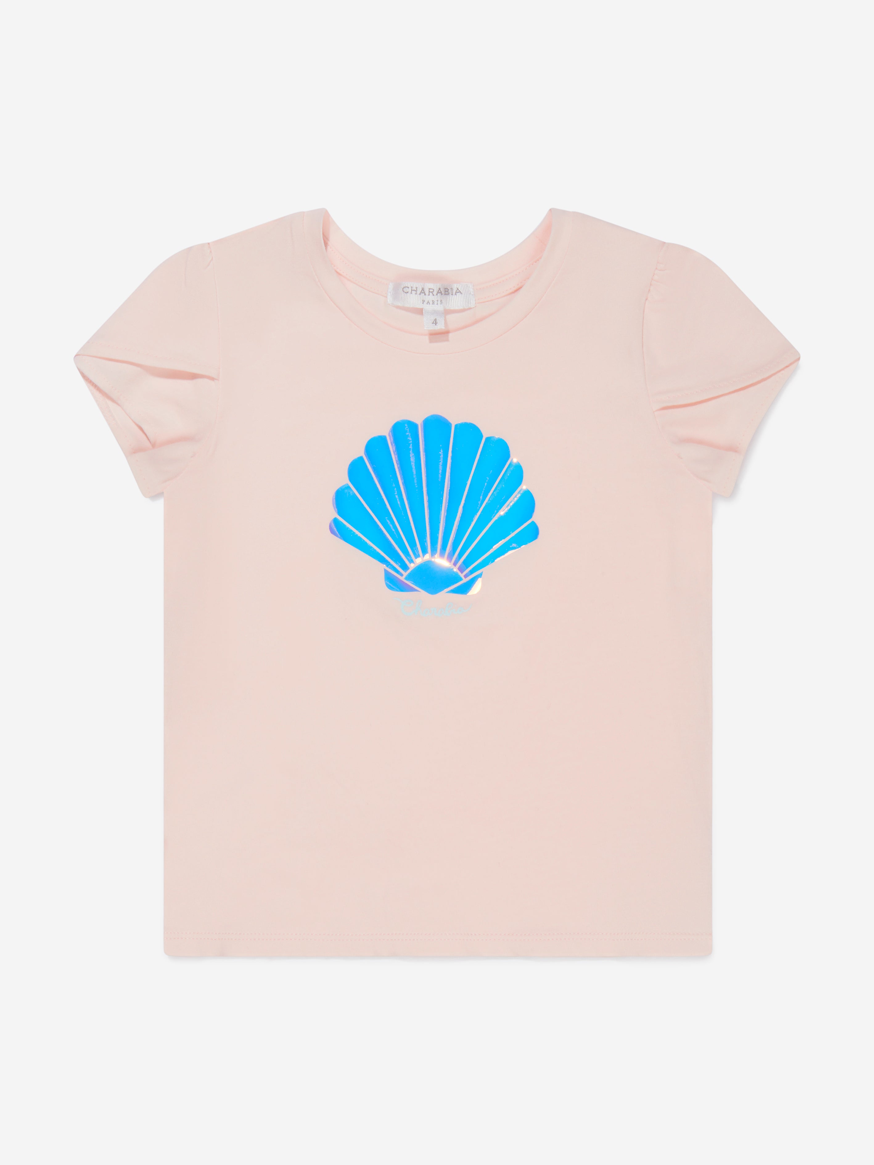 Charabia Babies' Girls Cotton Shell Print T-shirt 4 Yrs Pink