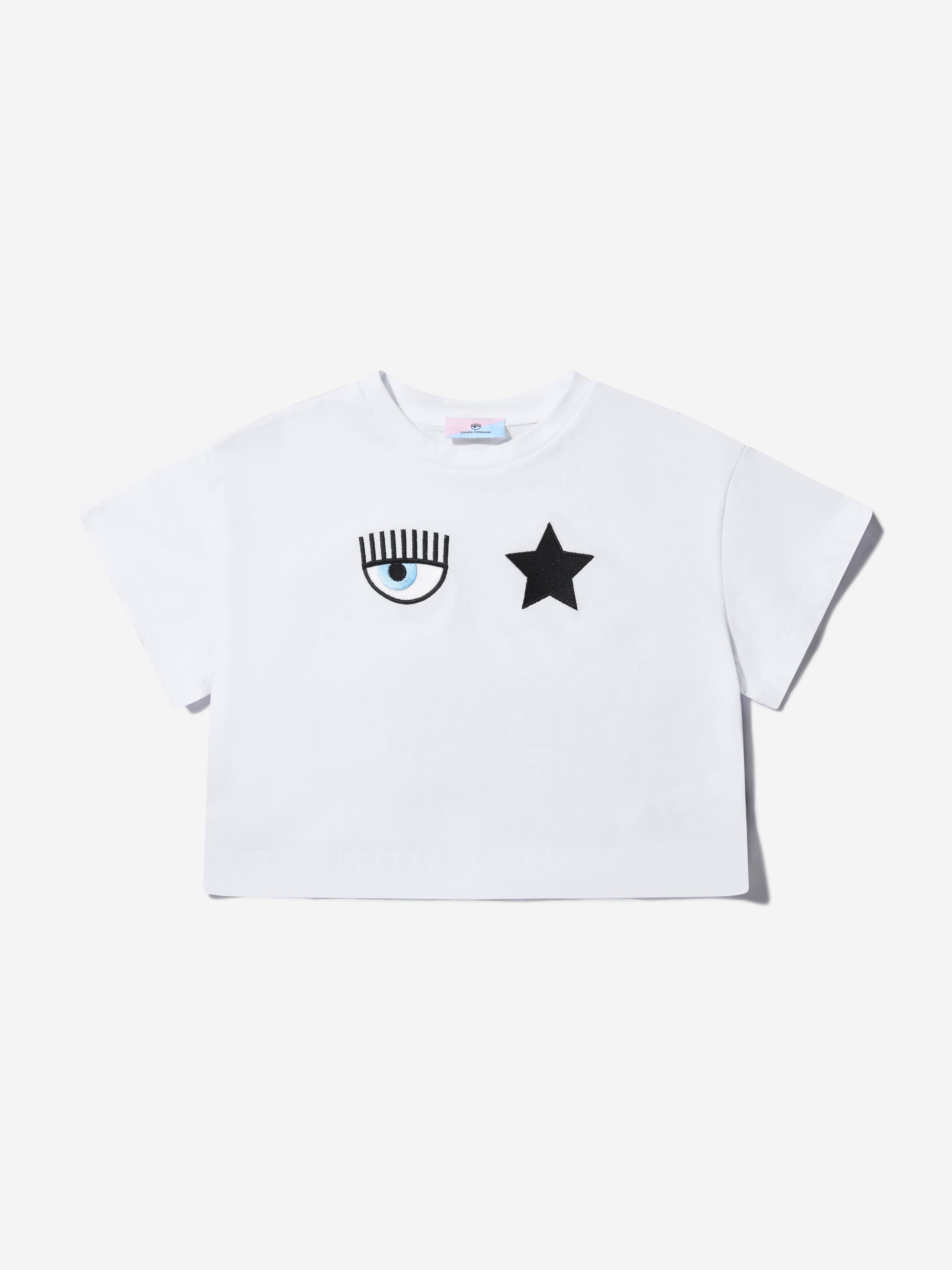 Chiara Ferragni Babies' Girls Cotton Jersey Cropped T-shirt 5 Yrs White