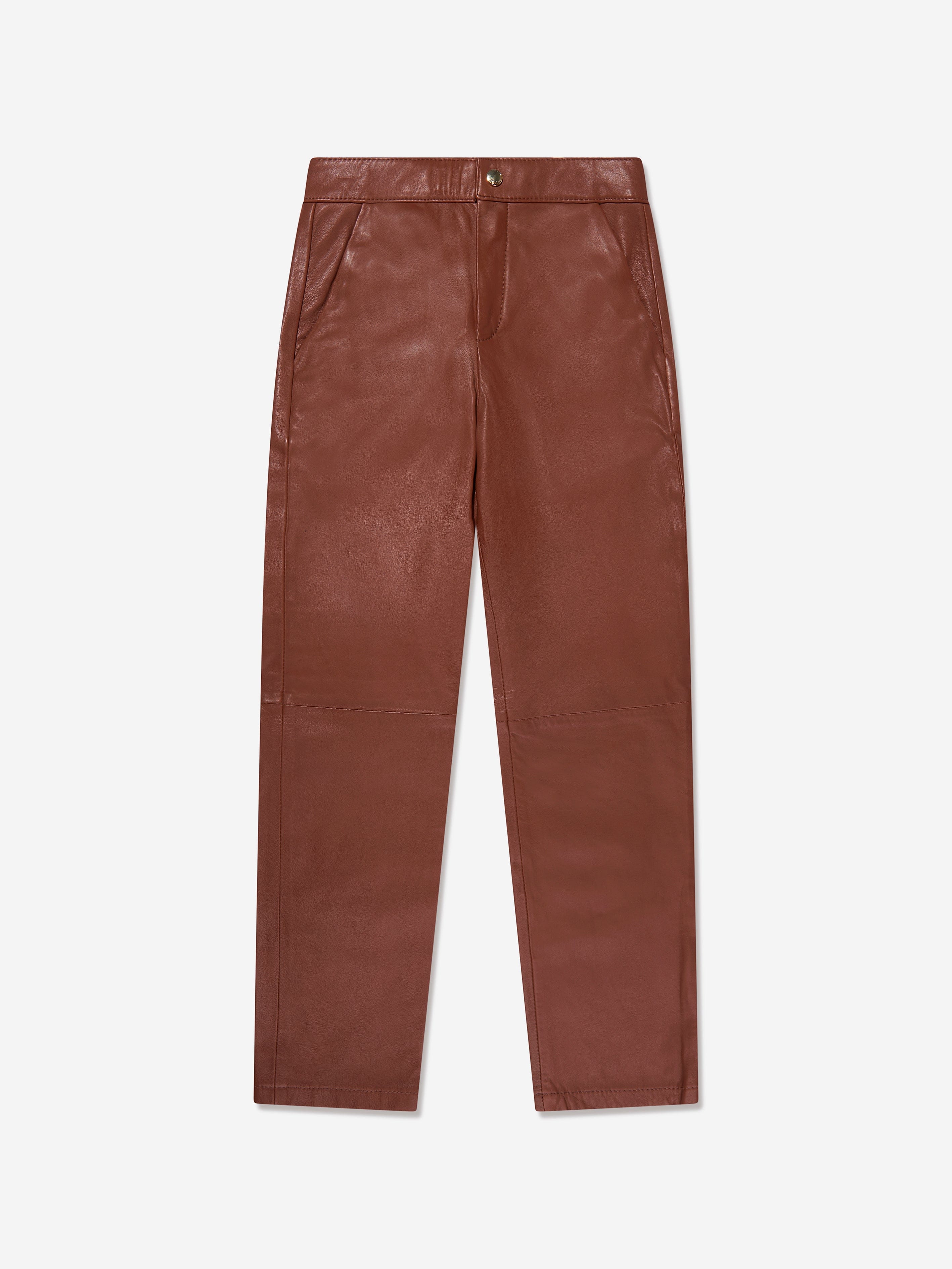 Chloé Kids' Girls Leather Trousers In Brown