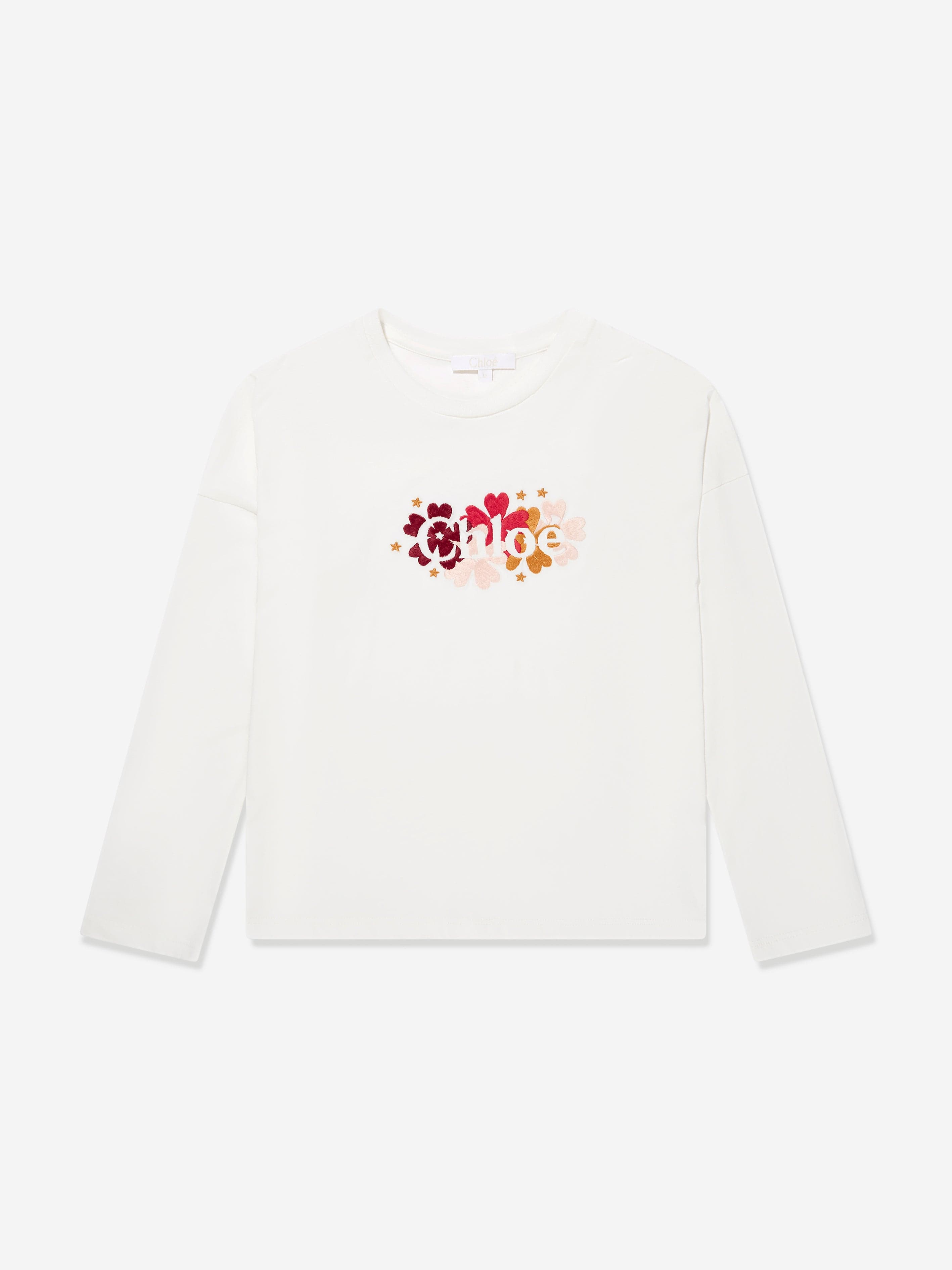 Chloé Kids' Girls Long Sleeve Logo T-shirt In Ivory