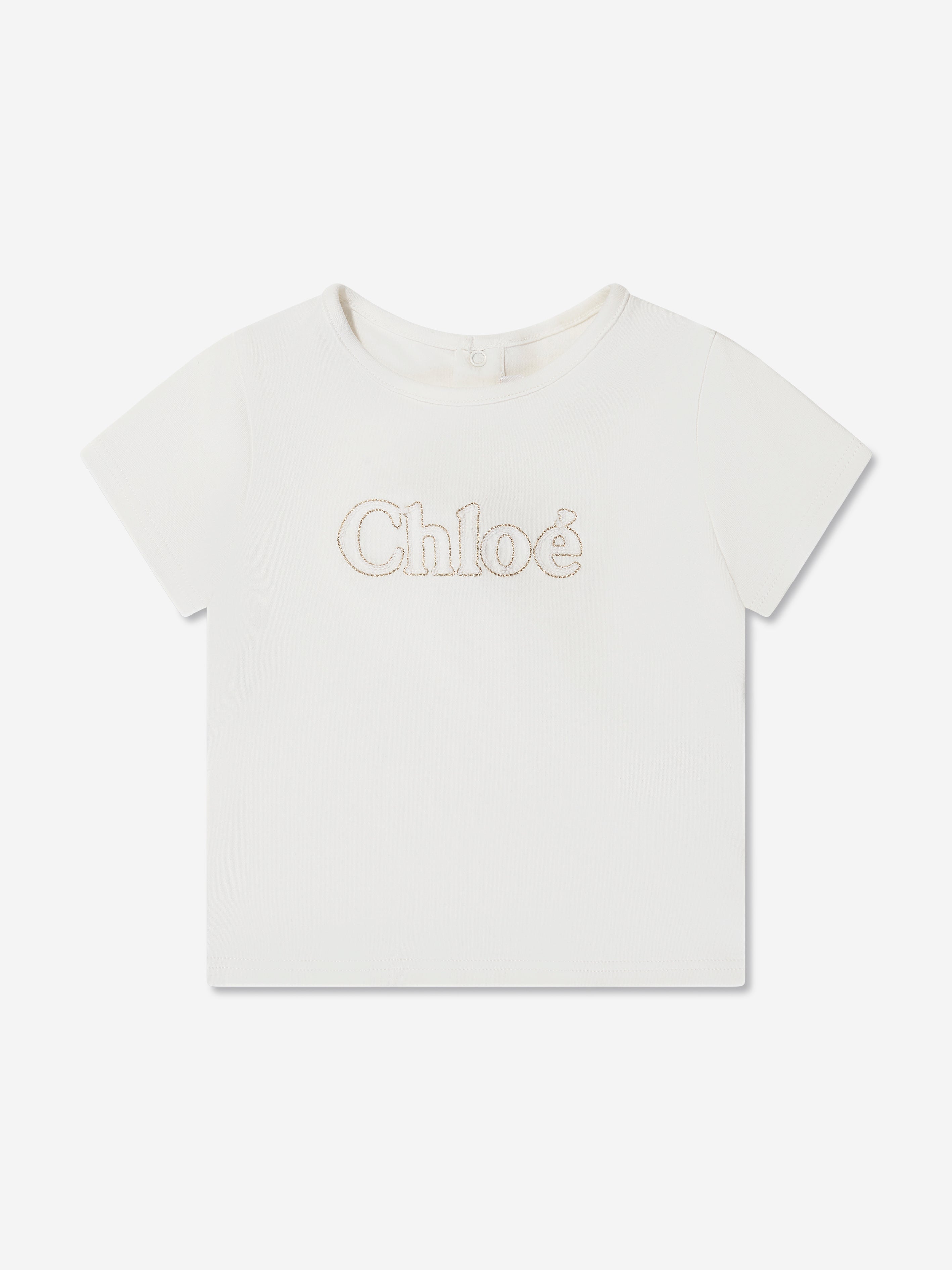 Chloé Baby Girls Embroidered Logo T-shirt In Ivory