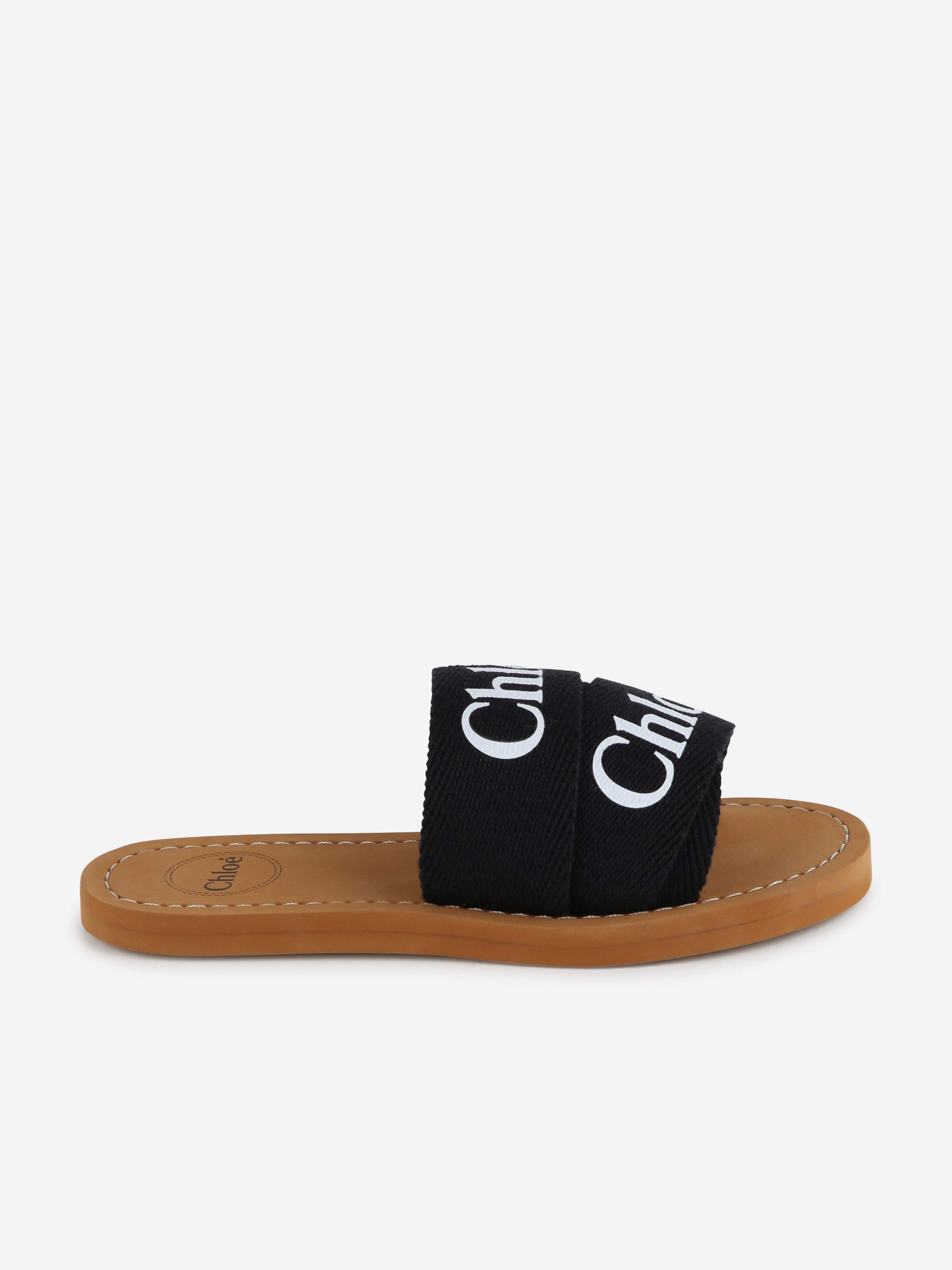 Chloé Kids' Girls Logo Slides In Black