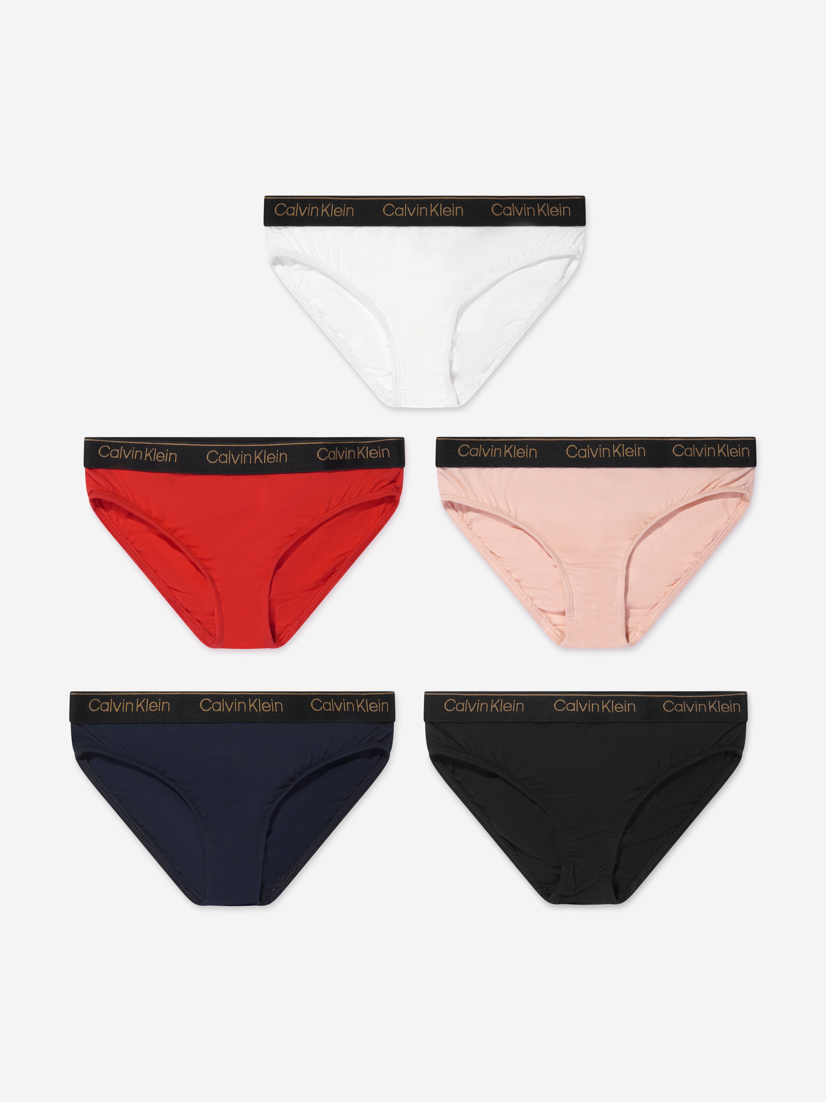 Calvin Klein Underwear Kids' Girls 5 Pack Bikini Briefs Set In Red