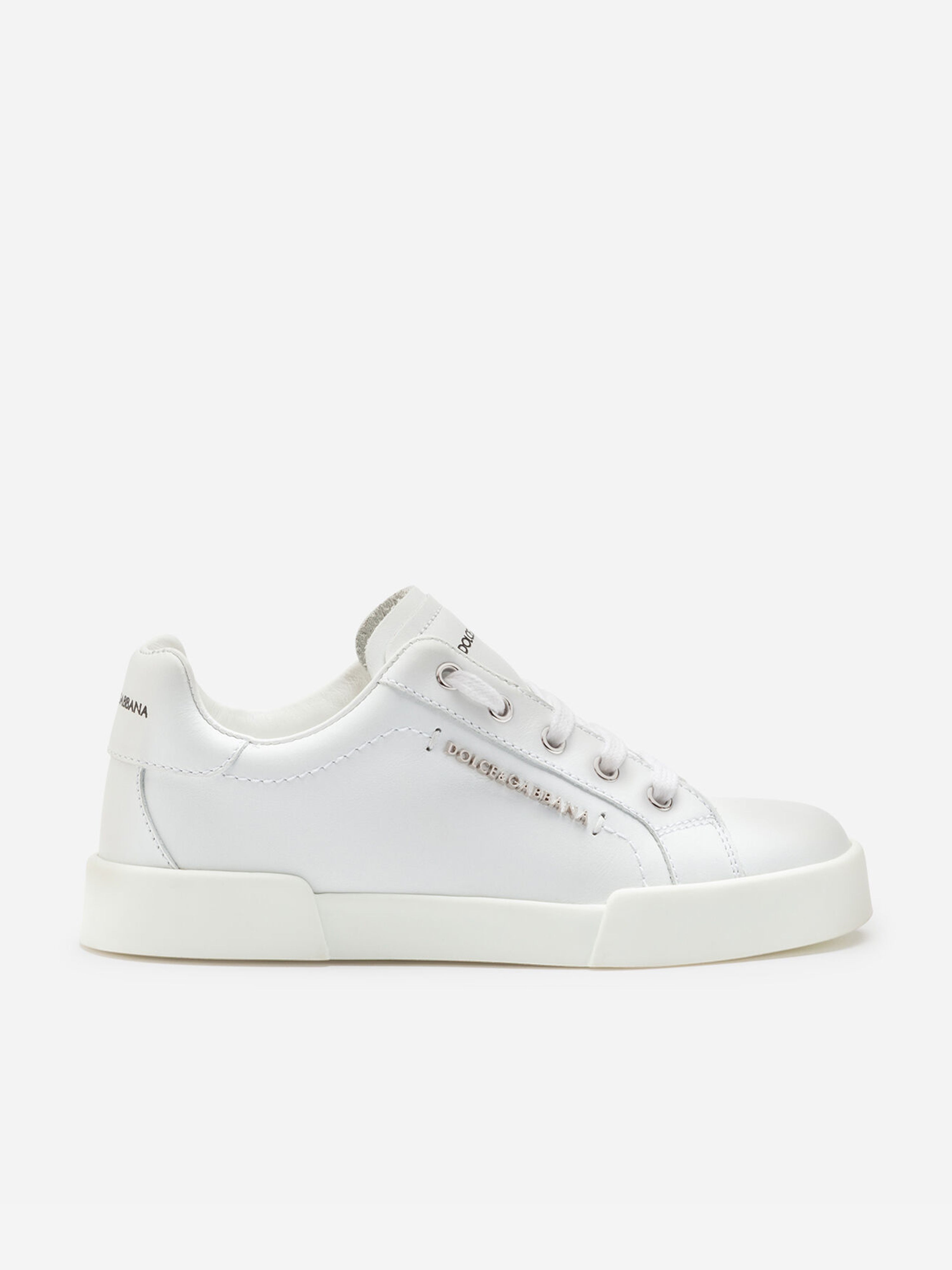 Dolce & Gabbana Unisex Leather Portofino Logo Trainers Eu 35 Uk 2.5 White