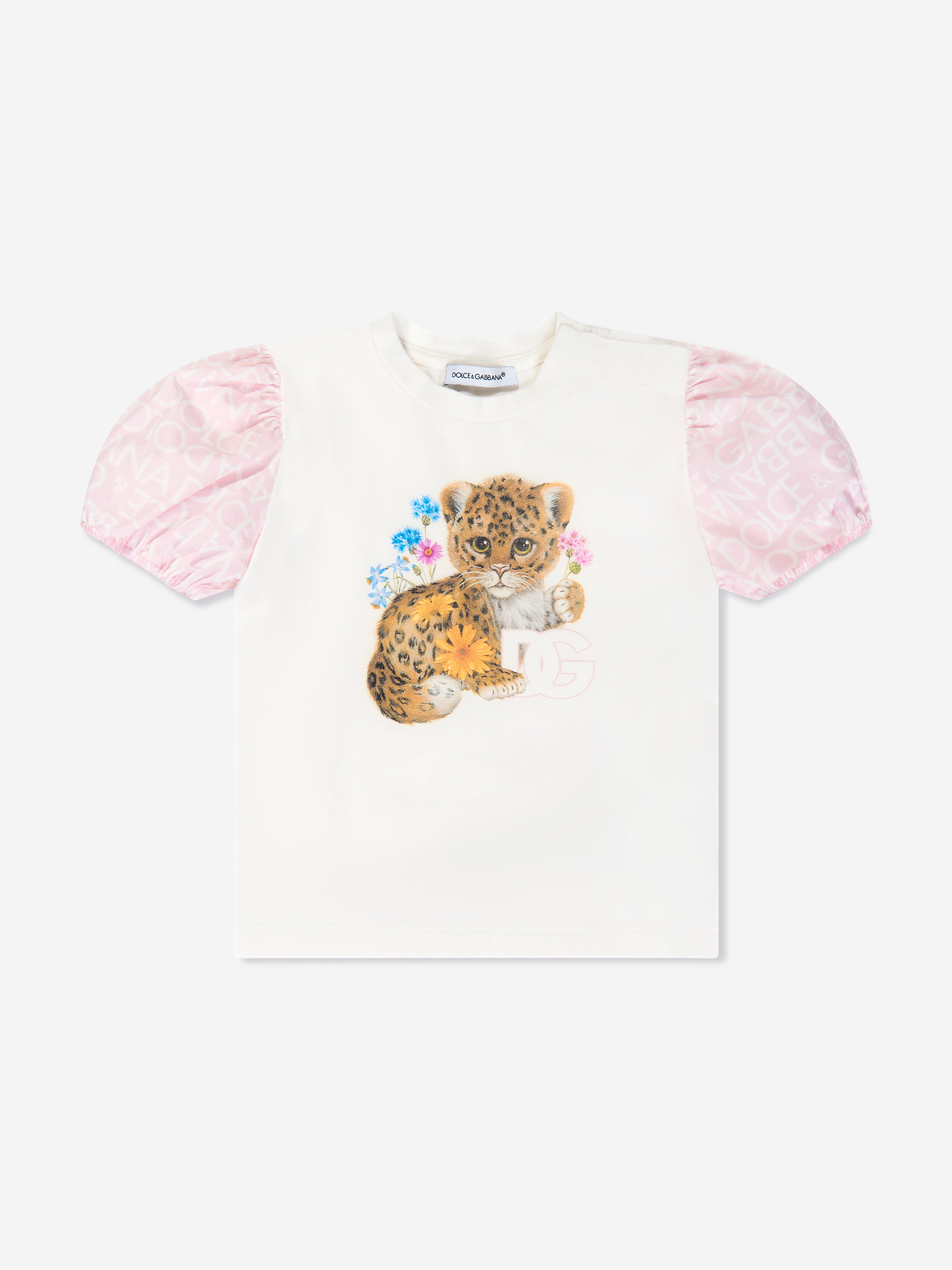 Dolce & Gabbana Kids' Baby Girls Leopard Cub T-shirt In Brown