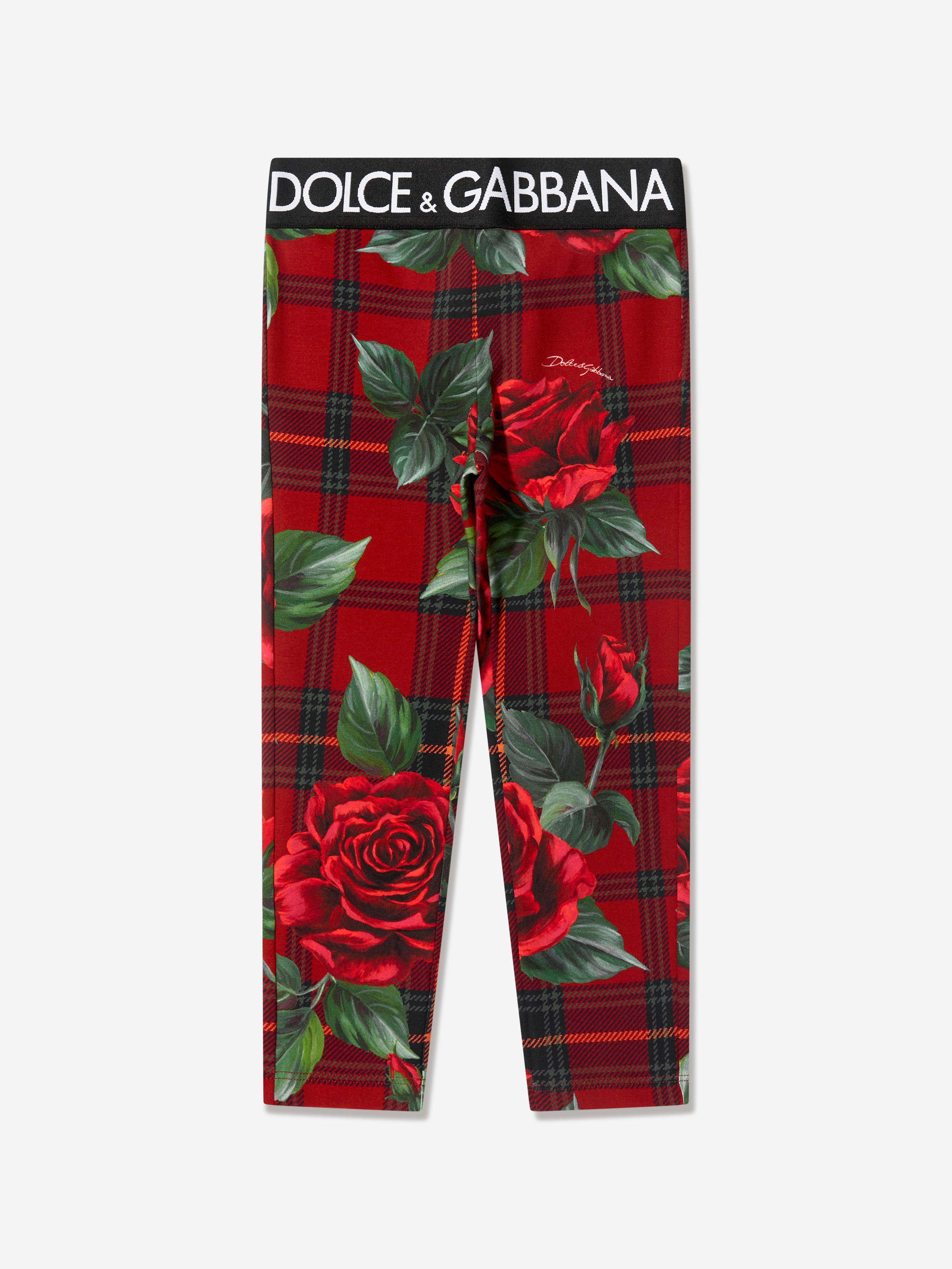 Dolce & Gabbana Kids' Girls Tartan Rose Leggings In Red
