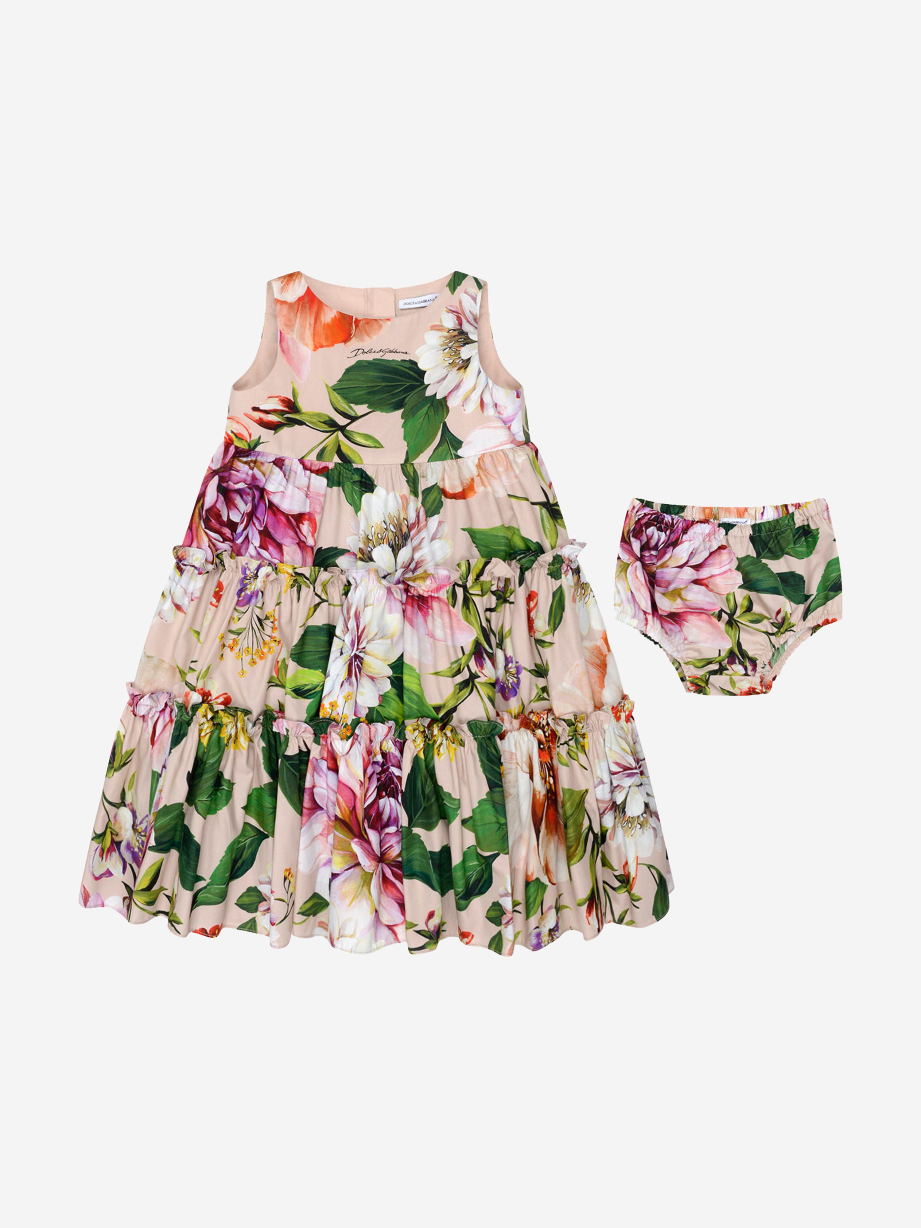 Dolce & Gabbana Baby Girls Floral Cotton Dress 18 - 24 Mths Pink In Burgundy