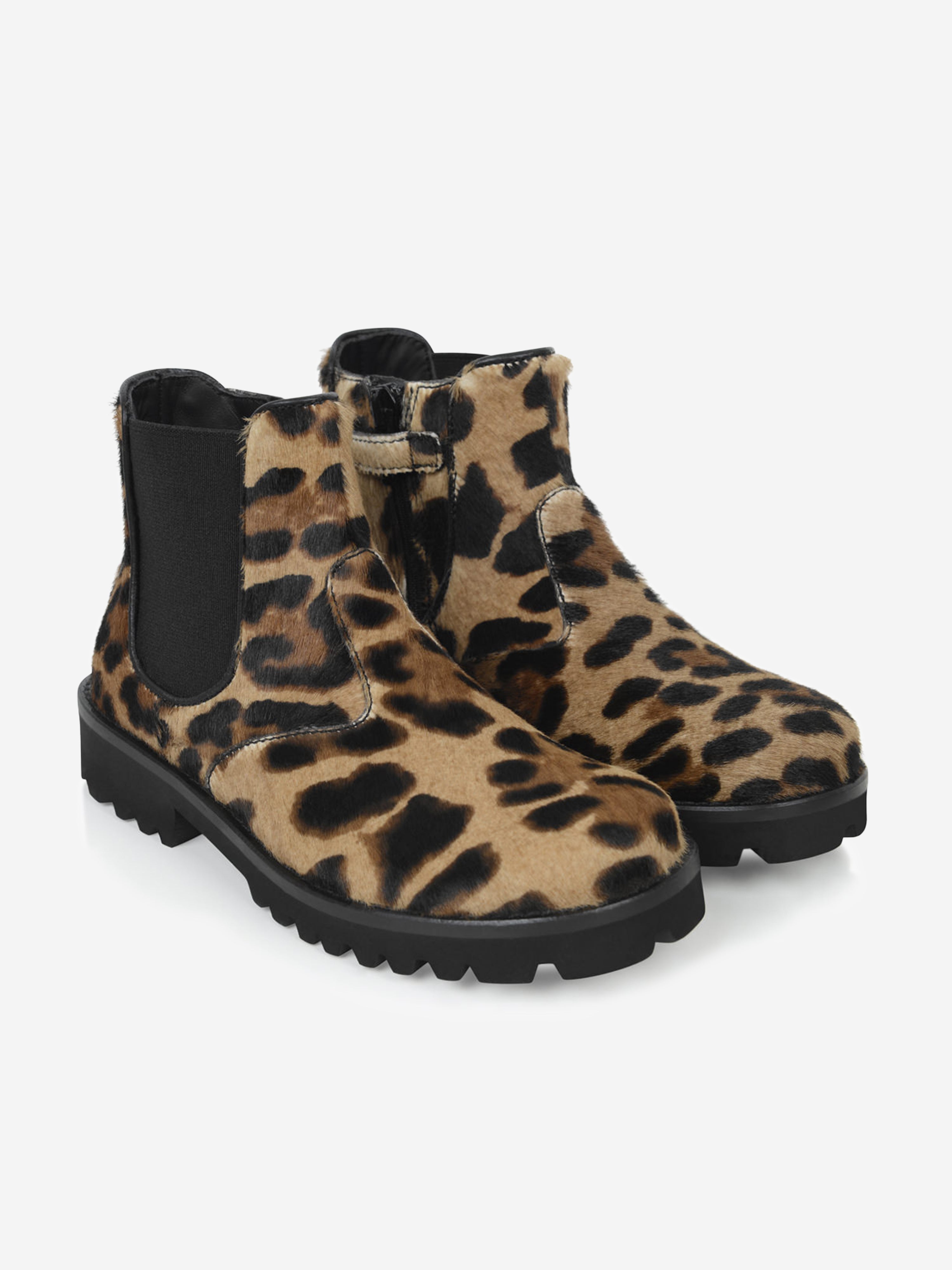 Dolce & Gabbana Kids' Girls Leopard Boots Eu 36 Uk 3 Multicoloured In Animal Print